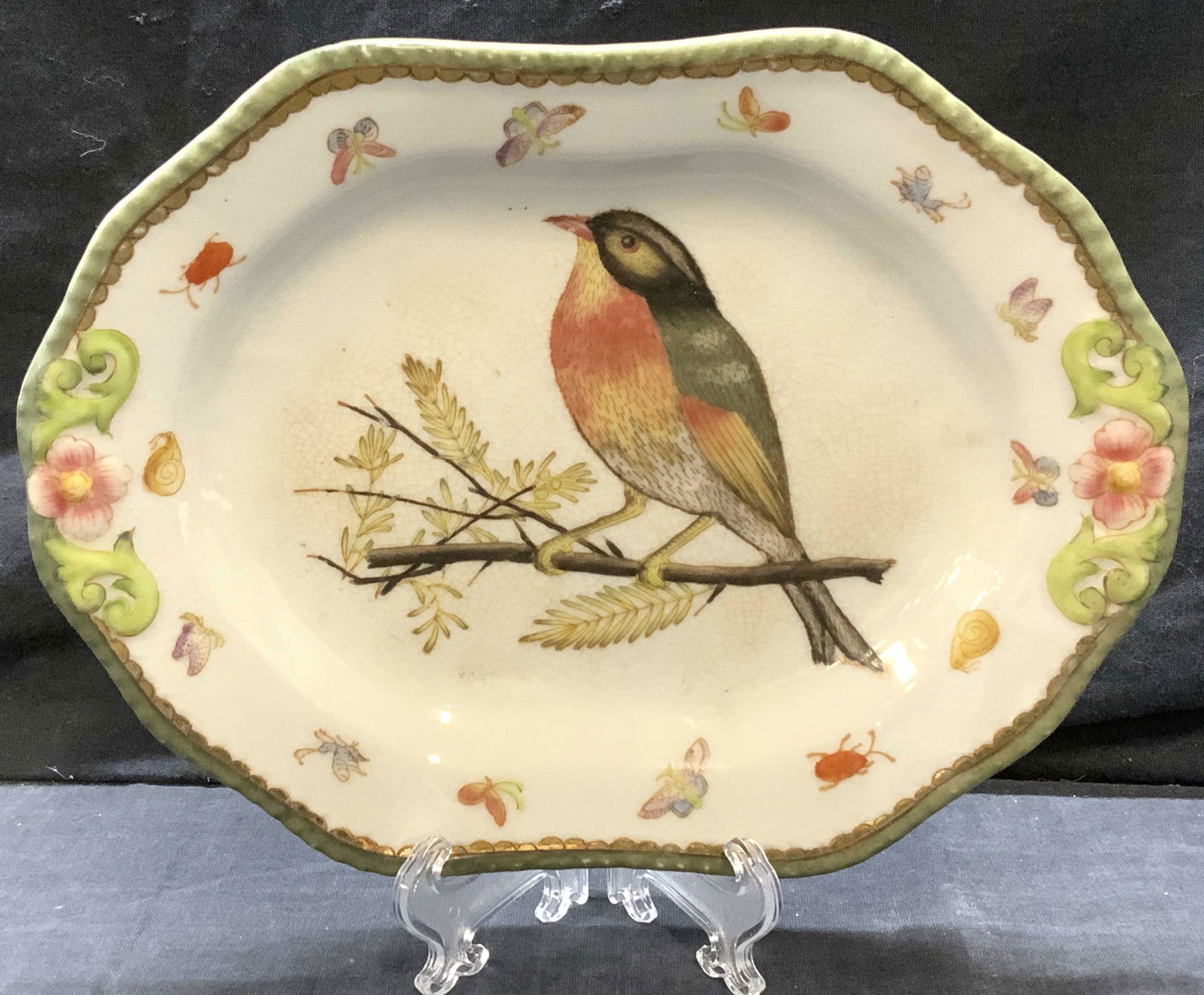 Asian Hand Painted Nature Motif Decorative Dish (1 of 4)