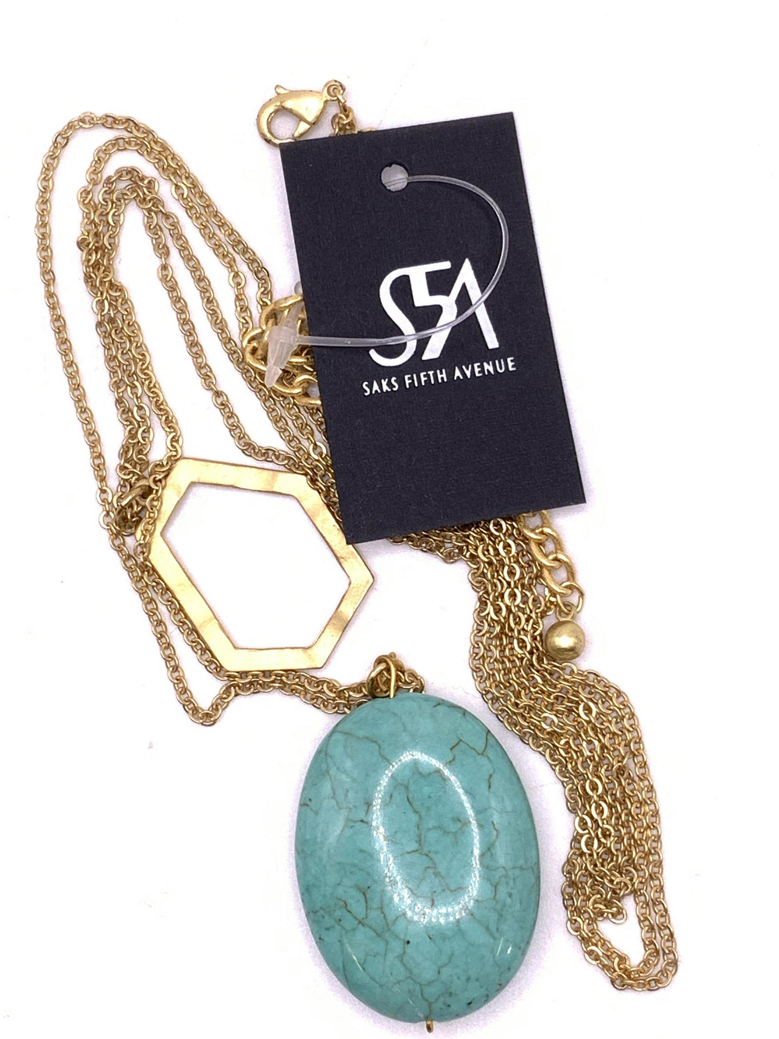 SAKS FIFTH AVENUE Turquoise Pendant Necklace NWT (1 of 6)