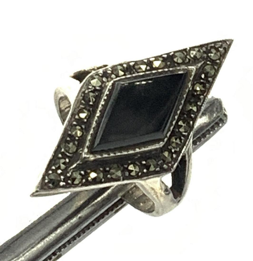 Marcasite & Onyx Art Deco Sterling Silver Ring (1 of 5)