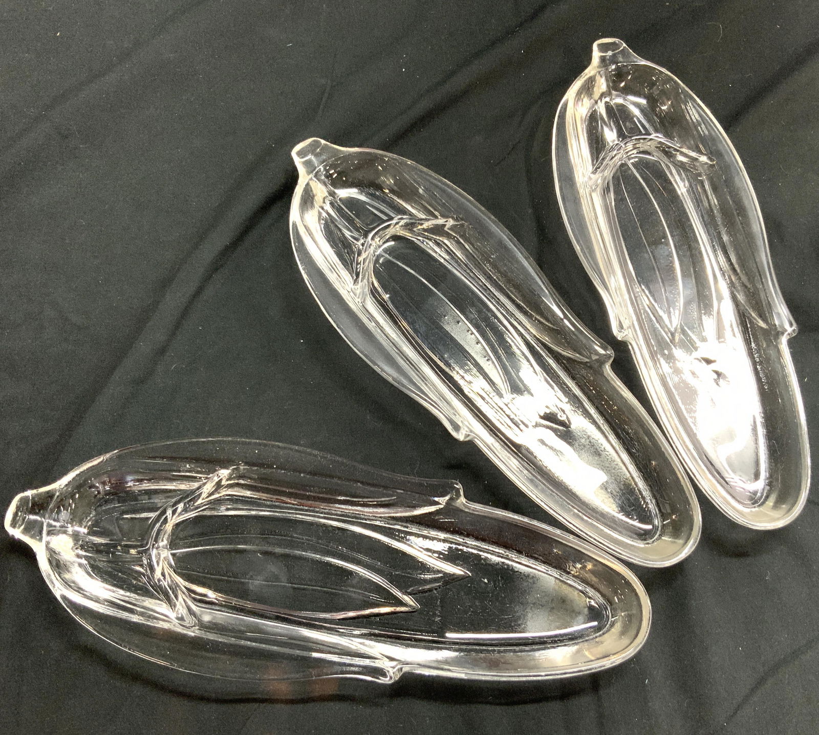 3 Clear Corn Shaped Glass Platters (1 of 4)