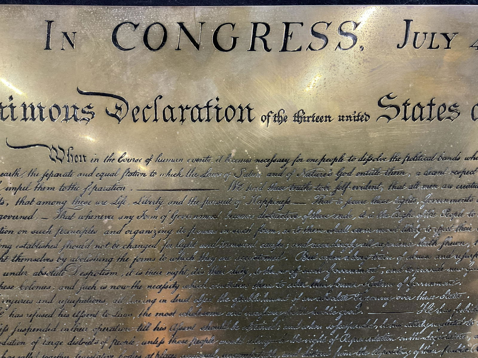 Declaration of Independence on Etched Brass (1 of 5)