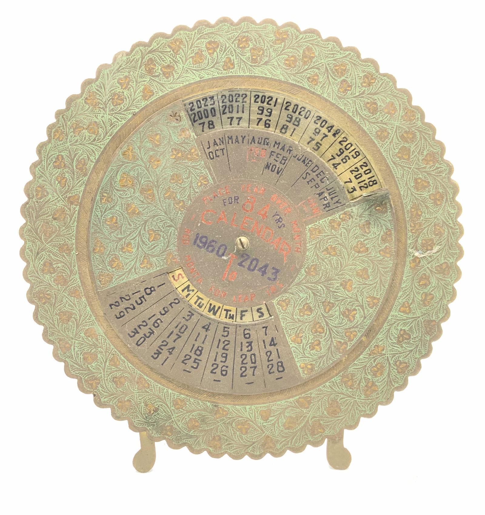 Vintage Brass Perpetual 84 Year Calender (1 of 7)