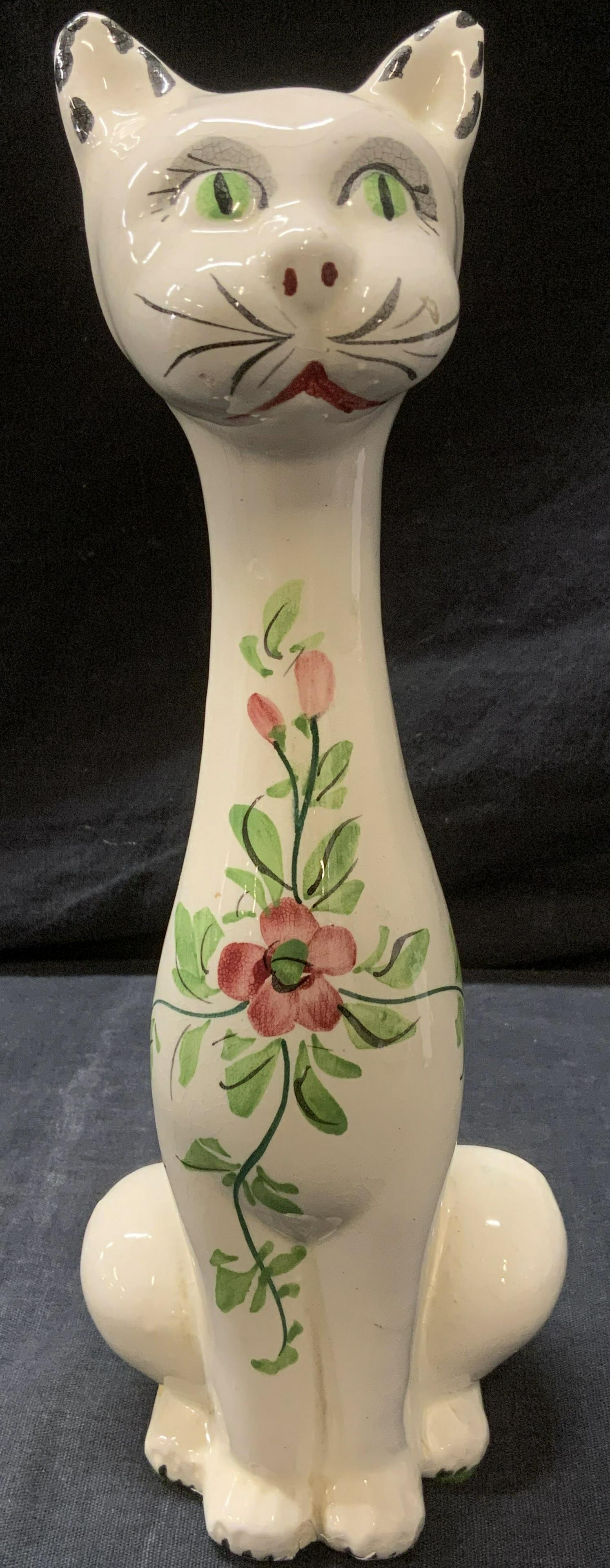 Porcelain Hand Painted Cat Figurine, Italy (1 of 6)