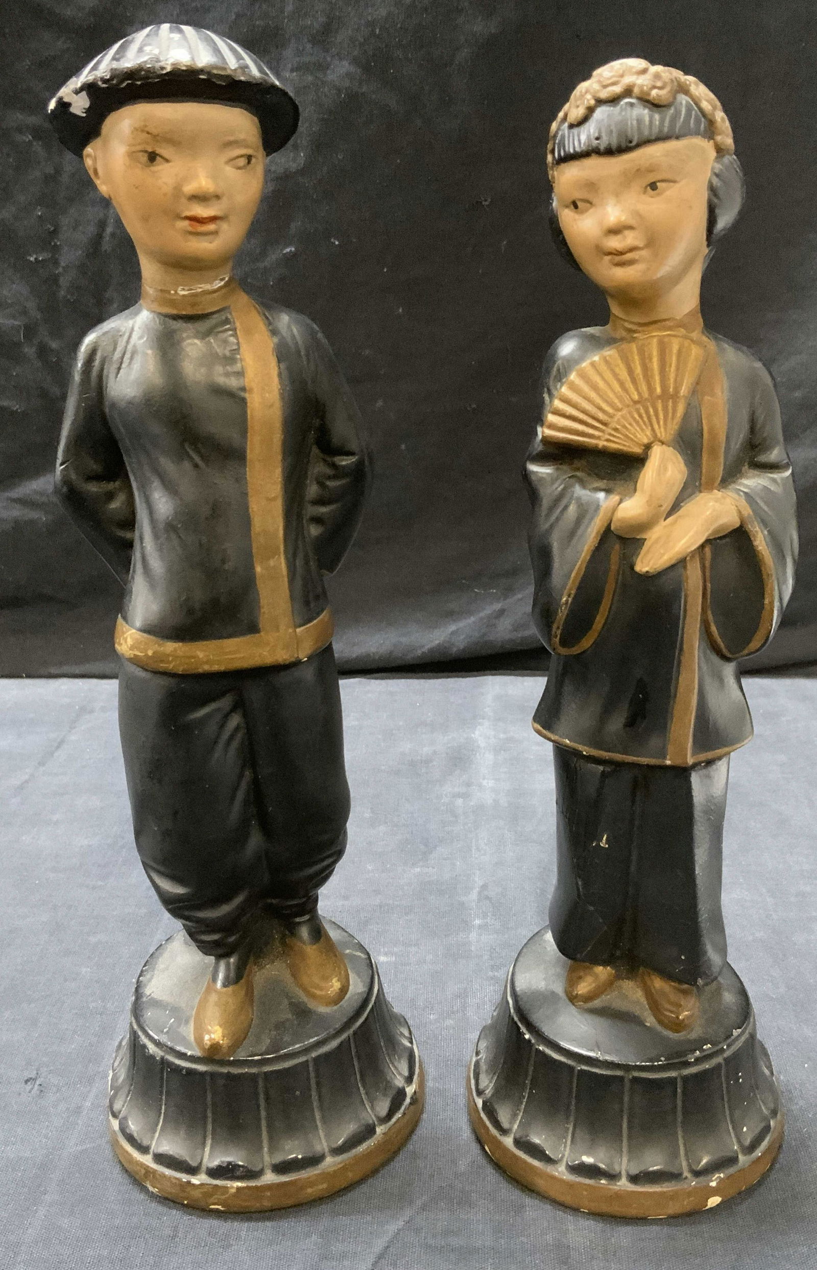 ABCO Signed Handpainted Pair Asian Figurals, USA (1 of 7)