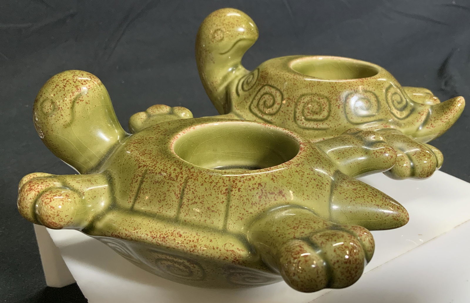 Pair Mid Century Turtle Votive Candleholders (1 of 5)