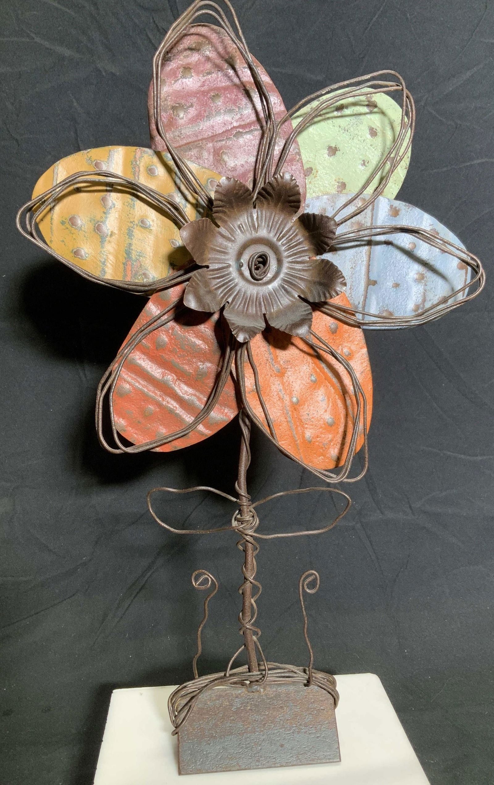 Toleware Metal Wire Art Flower Folk Art (1 of 6)