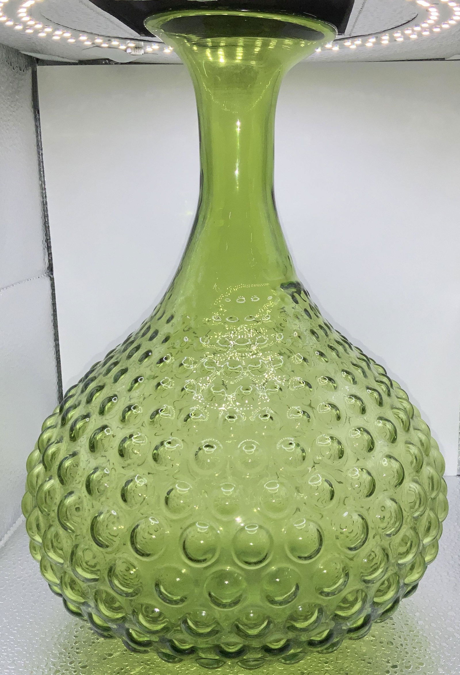 Mid Century Hobnail Green Glass Vessel (1 of 6)