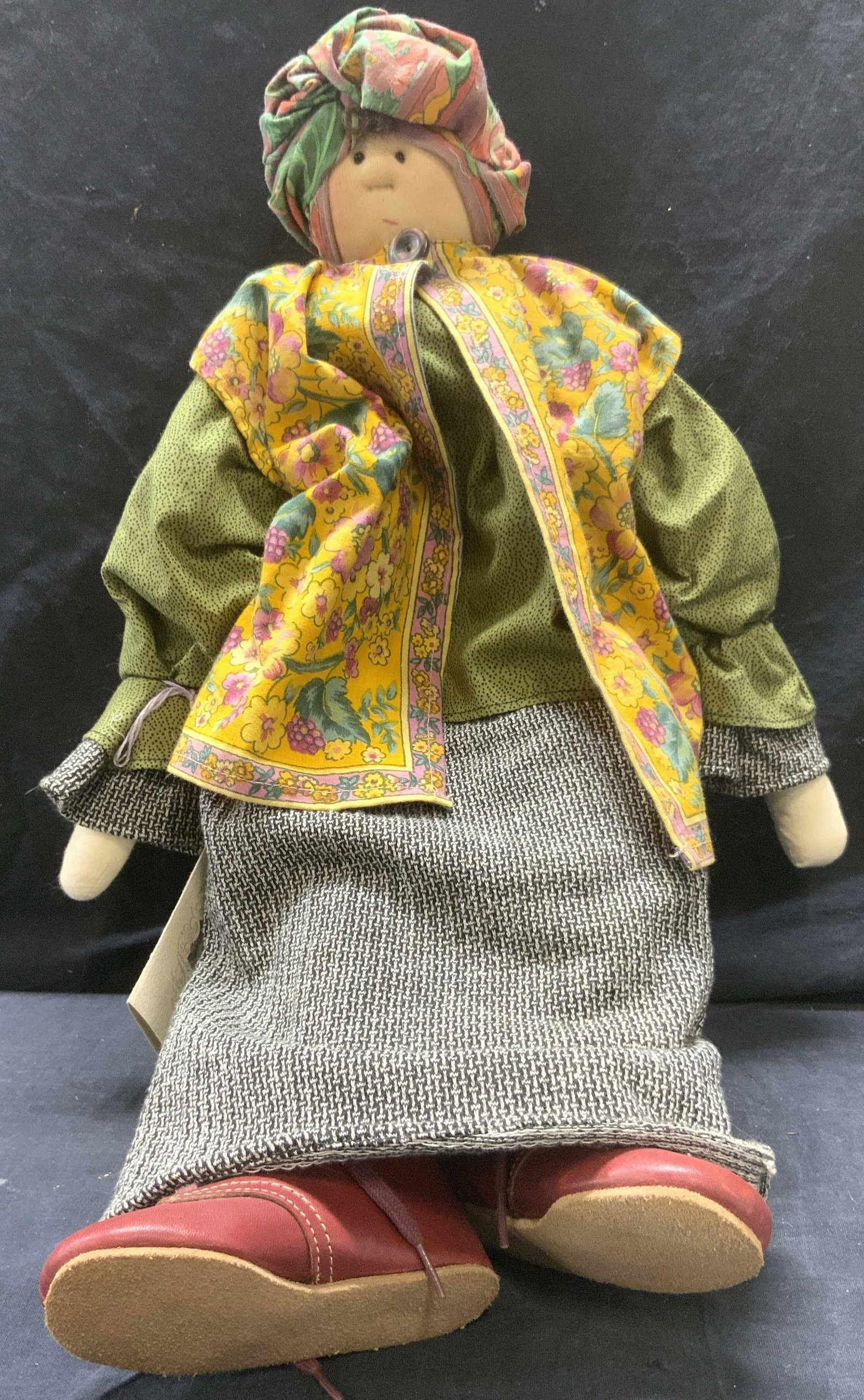 LITTLE SOULS Signed Vintage Doll With Stand: LITTLE SOULS Signed Vintage Doll With Stand, signed 1993 little souls on hand, little souls tag attached at hand, detachable stand, textile doll, measures approx 21 in. long. LITTLE SOULS Signed vinta