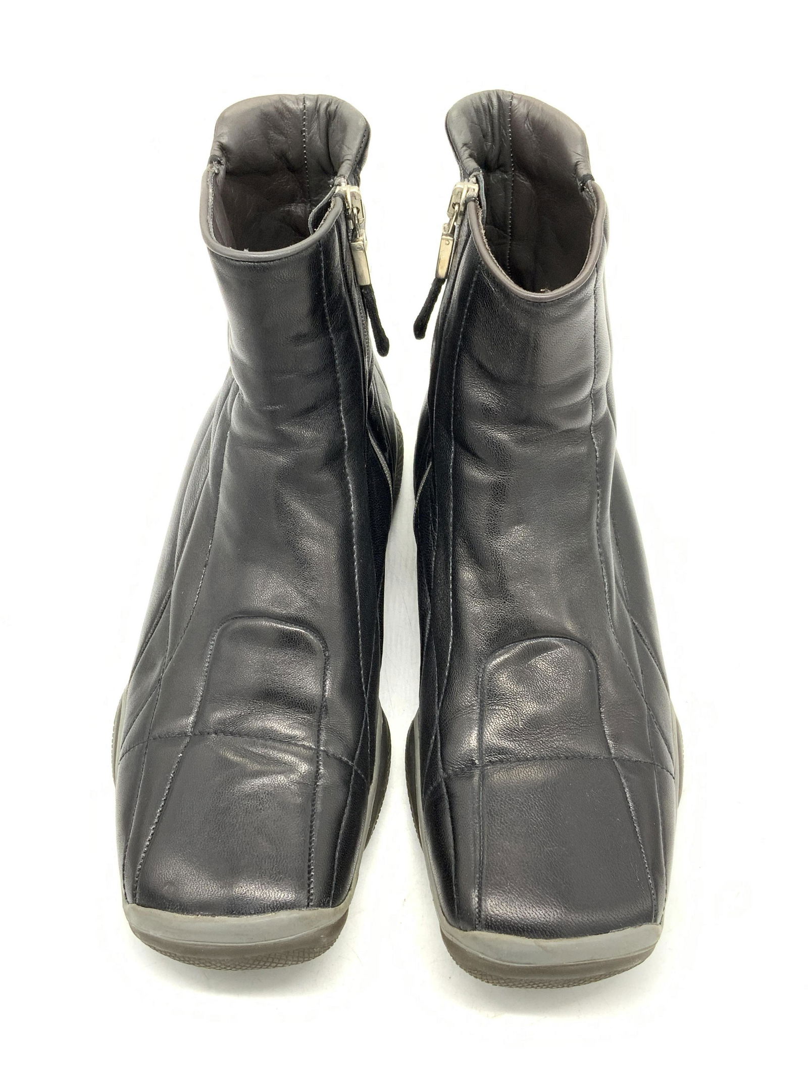 PRADA Black Leather Square To Ankle Boots (1 of 6)