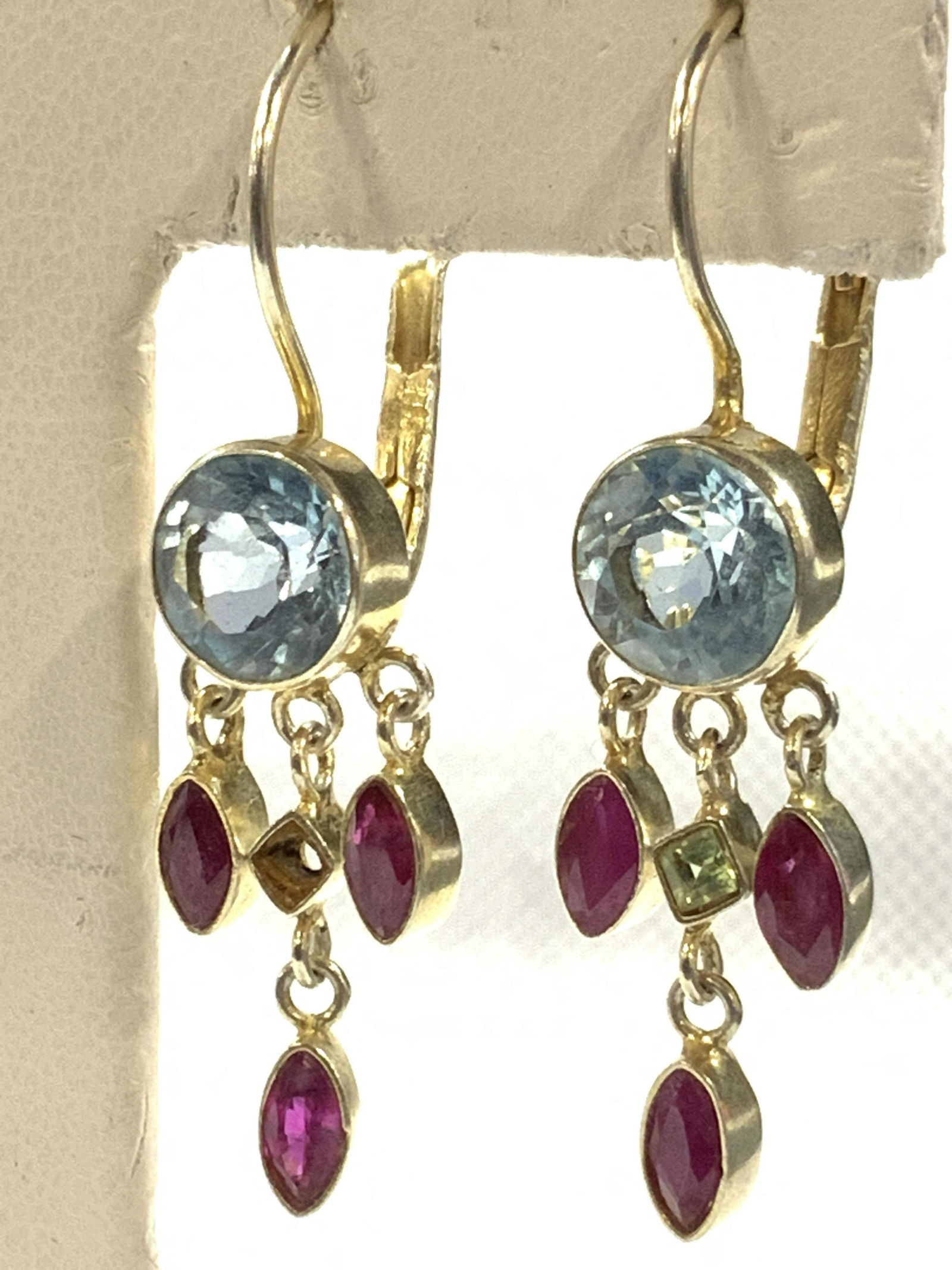 Vintage Sterling Topaz & Spinel Drop Earrings (1 of 8)