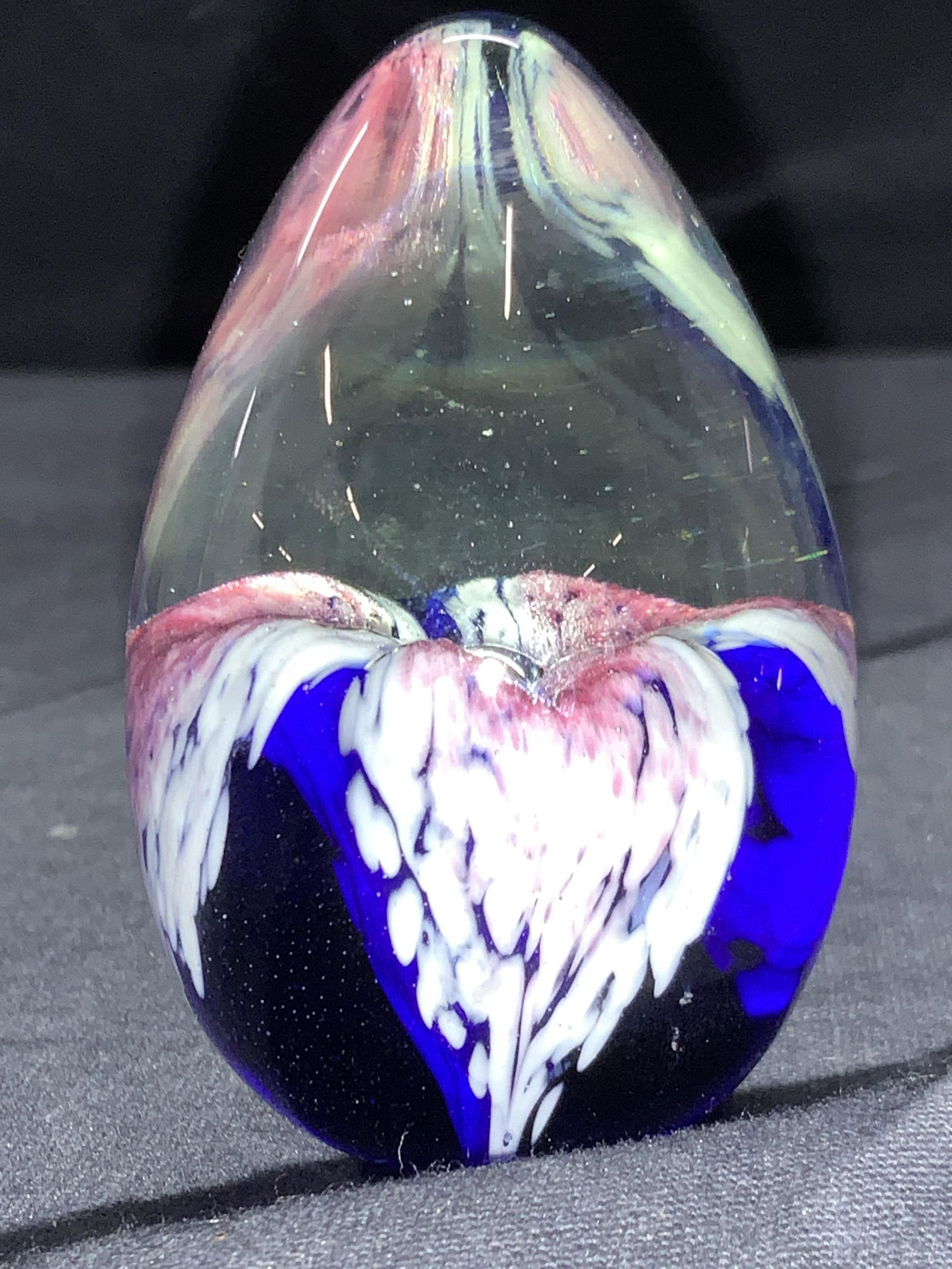 Signed Art Glass Egg Shaped Paperweight (1 of 6)