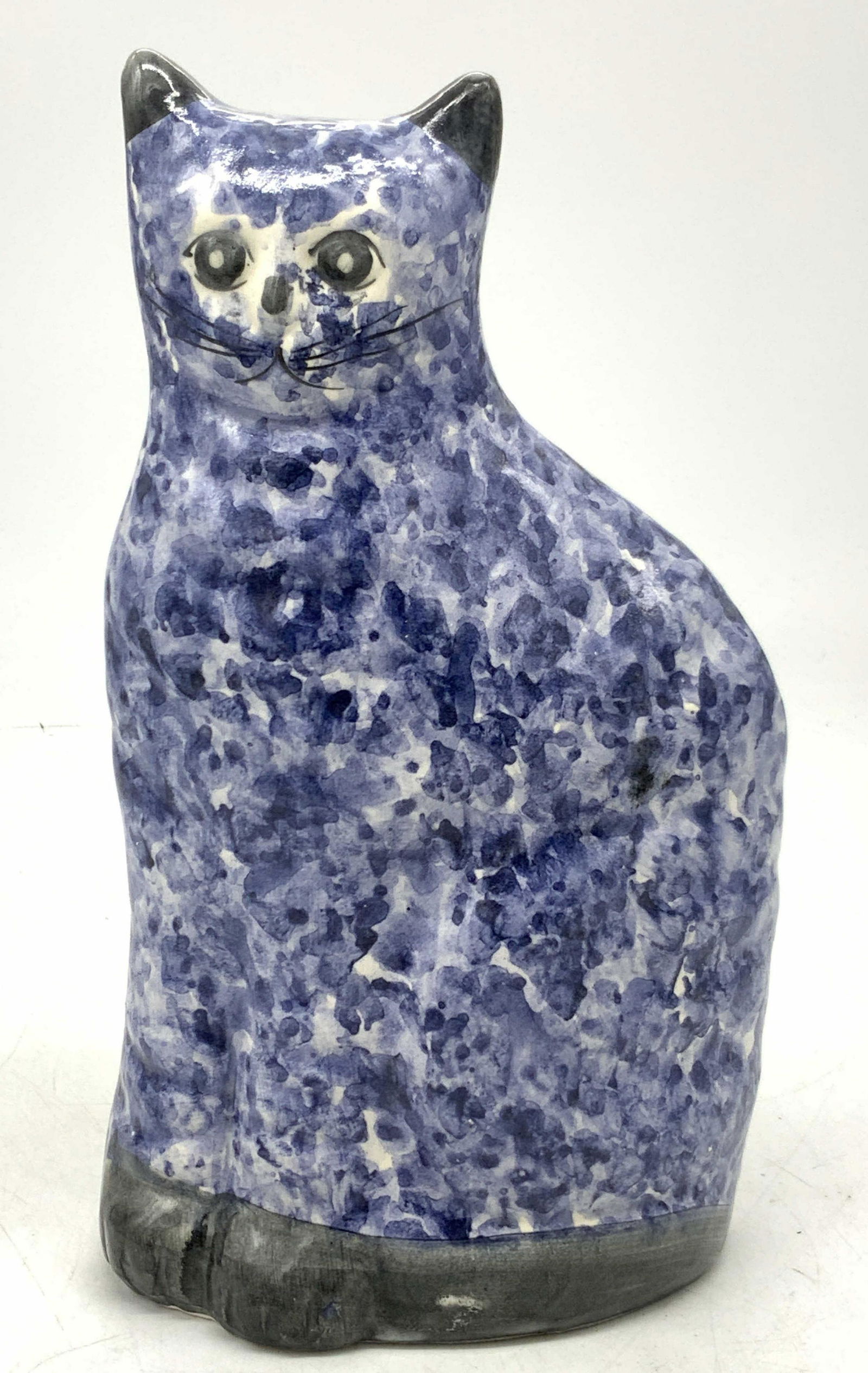 Blue Ceramic Speckled Cat Sculpture (1 of 7)