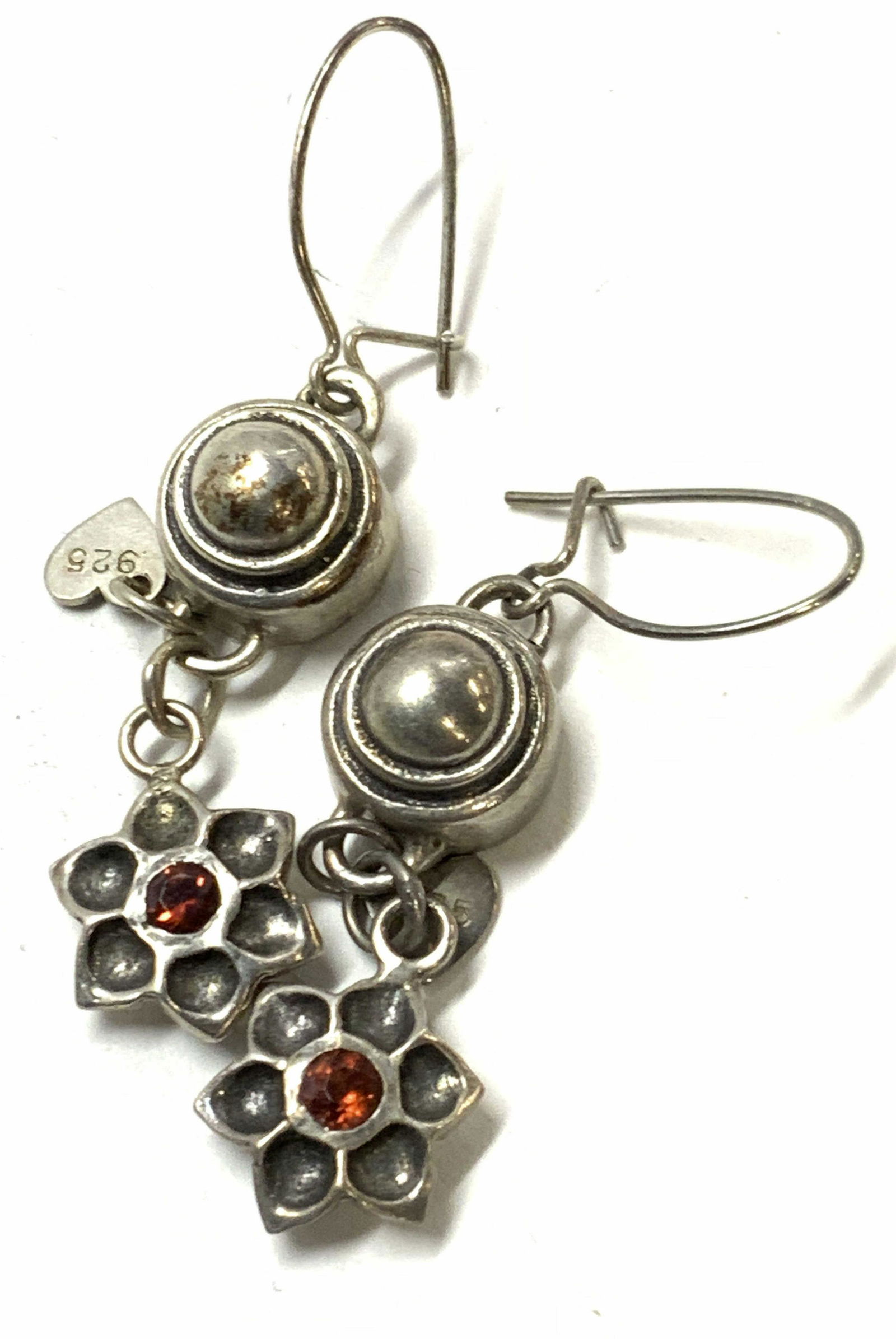 Vintage Sterling Floral Drop Earrings (1 of 4)