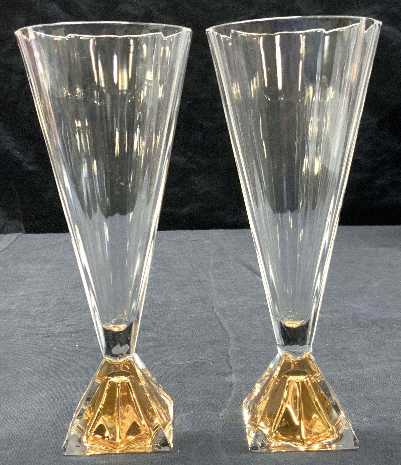 2 Clear Crystal Art Deco Drinking Glasses (1 of 6)