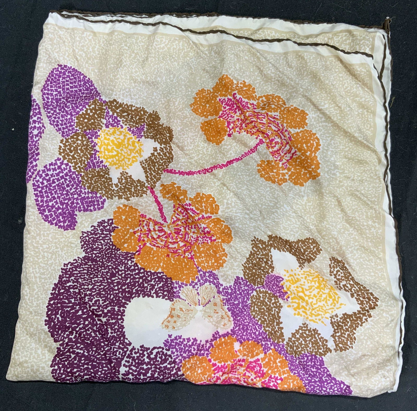 Multi Tone Floral Print Hand Rolled  Scarf (1 of 4)