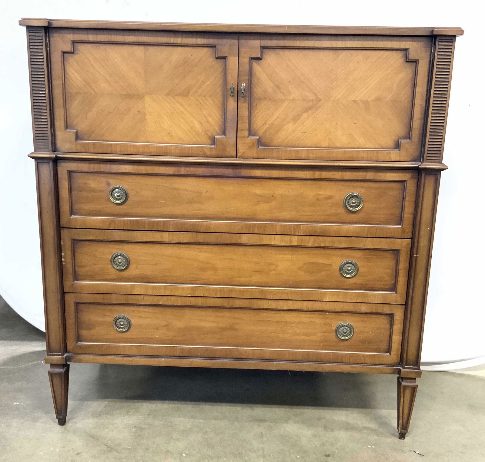 DREXEL Vintage Wooden Highboy Dresser (1 of 10)