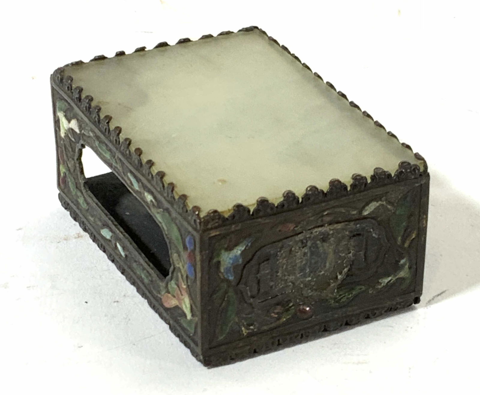 Antique Silver Floral Enamel Match Box (1 of 6)