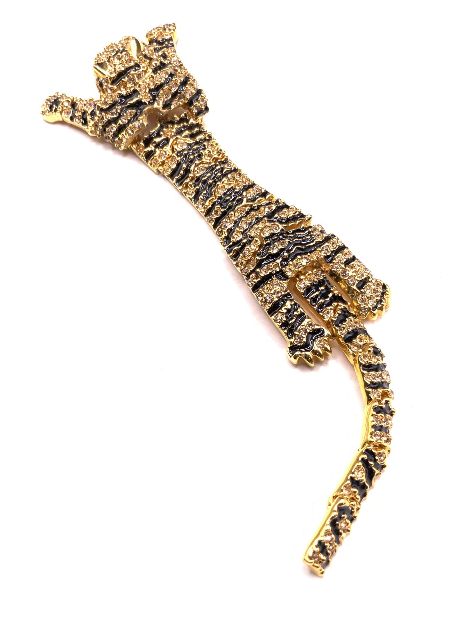 Vintage Enameled Crystal Tiger Brooch, Jewelry (1 of 10)