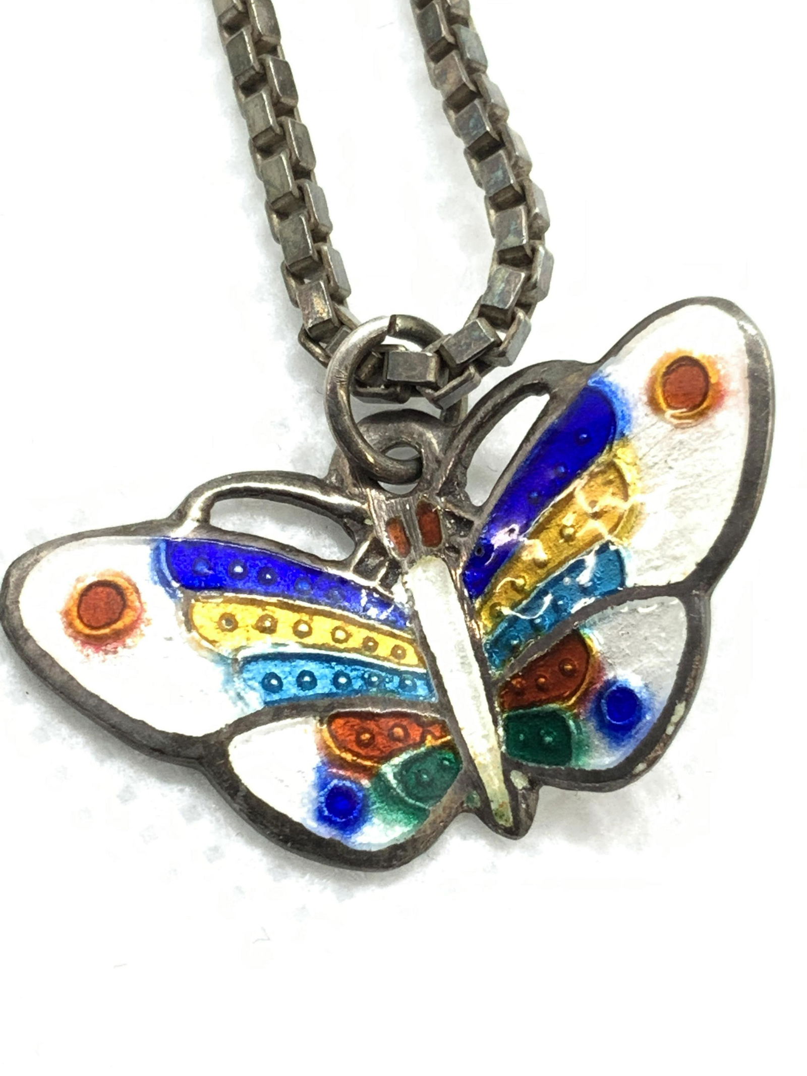Sterling Silver Cloisonne Butterfly Necklace (1 of 5)