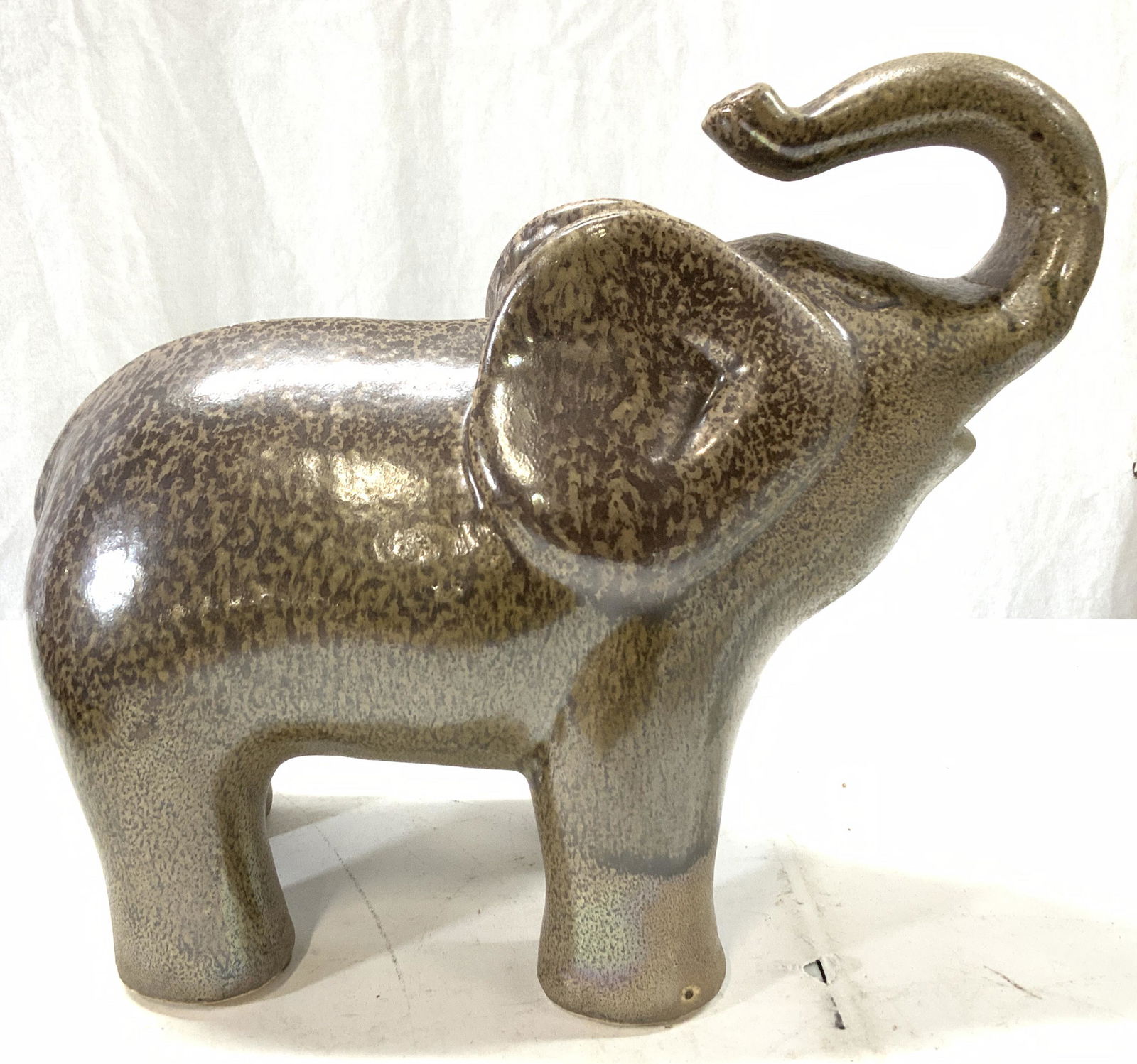 Ceramic Elephant Figural with Raised Trunk (1 of 5)