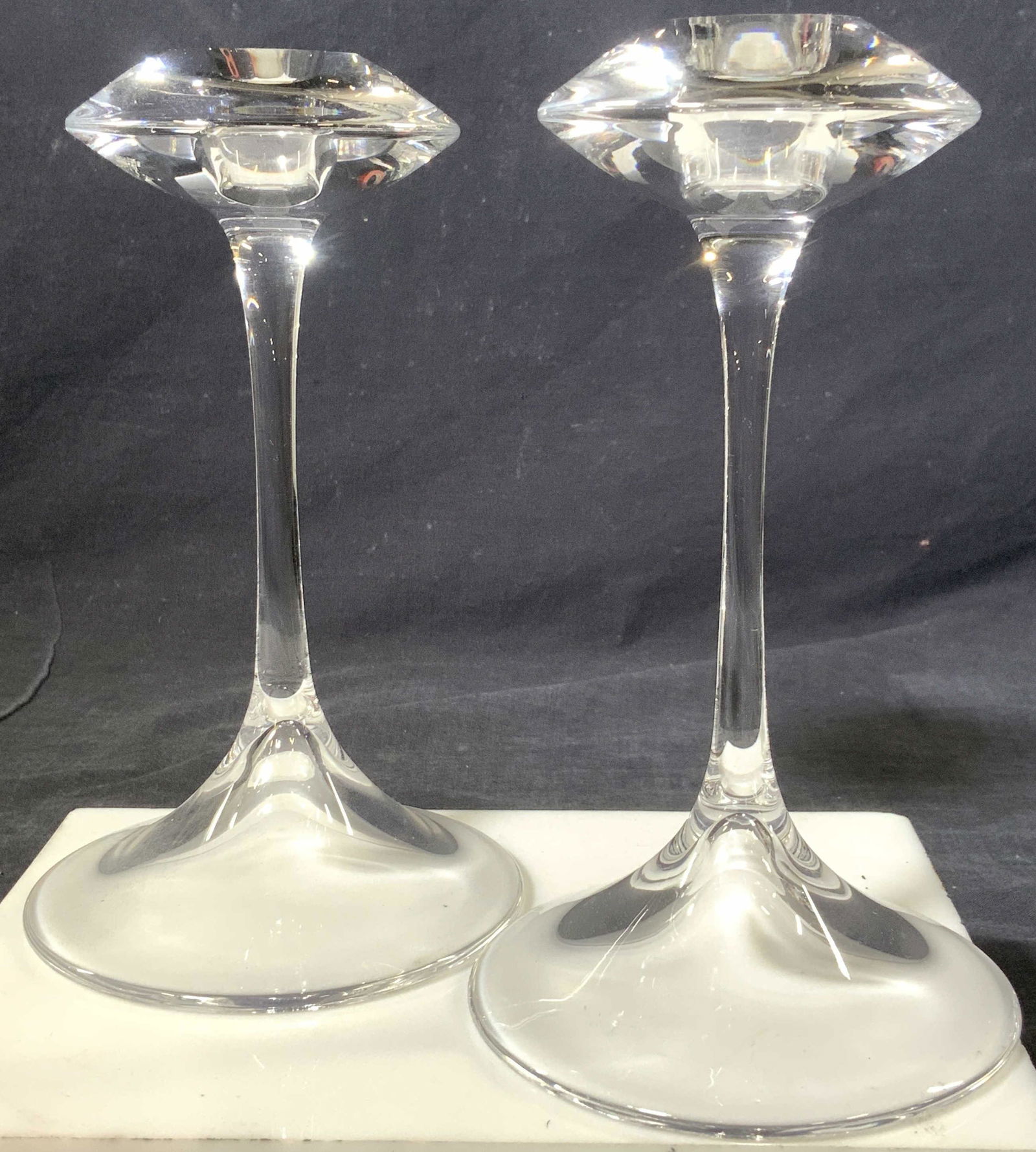 KOSTA BODA SIGNED CRYSTAL STEM CANDLESTICKS (1 of 8)