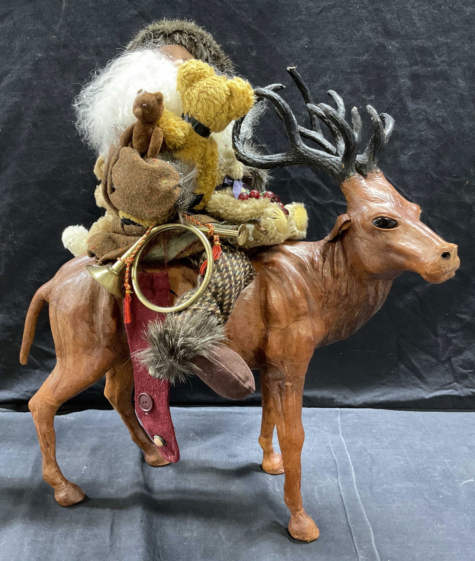 Santa Claus on Leather Reindeer Figural (1 of 7)
