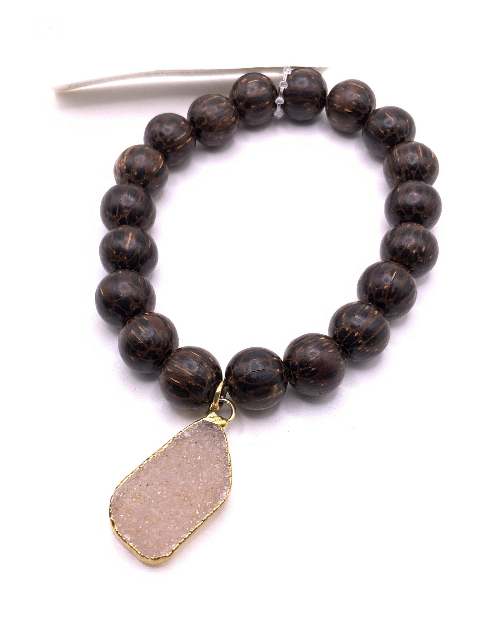 MICKEY LYNN NWT Handmade Wood Bead Quartz Bracelet (1 of 10)