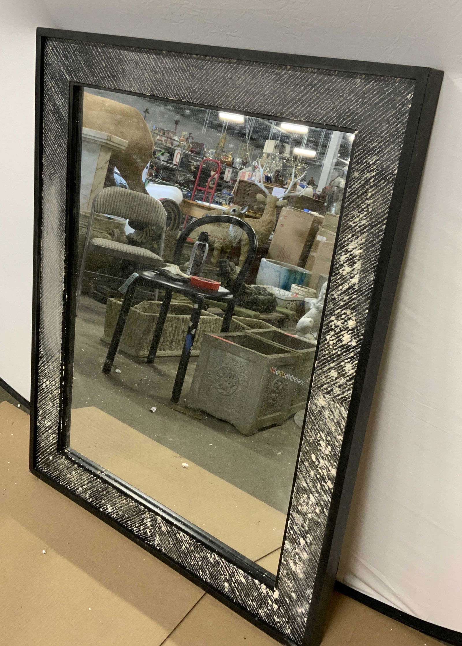 MARTHA MIRROS Cerused Black Wall Mirror (1 of 10)