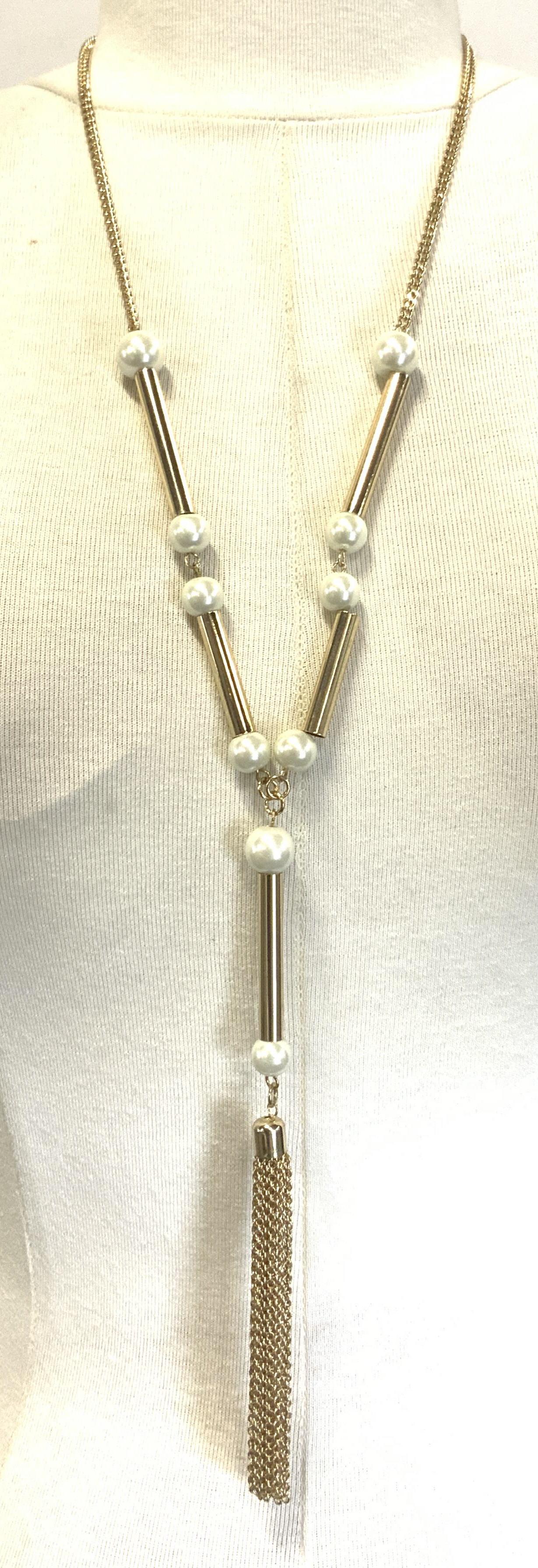 ANNA & AVA Gold Toned & Pearlescent Necklace NWT (1 of 4)