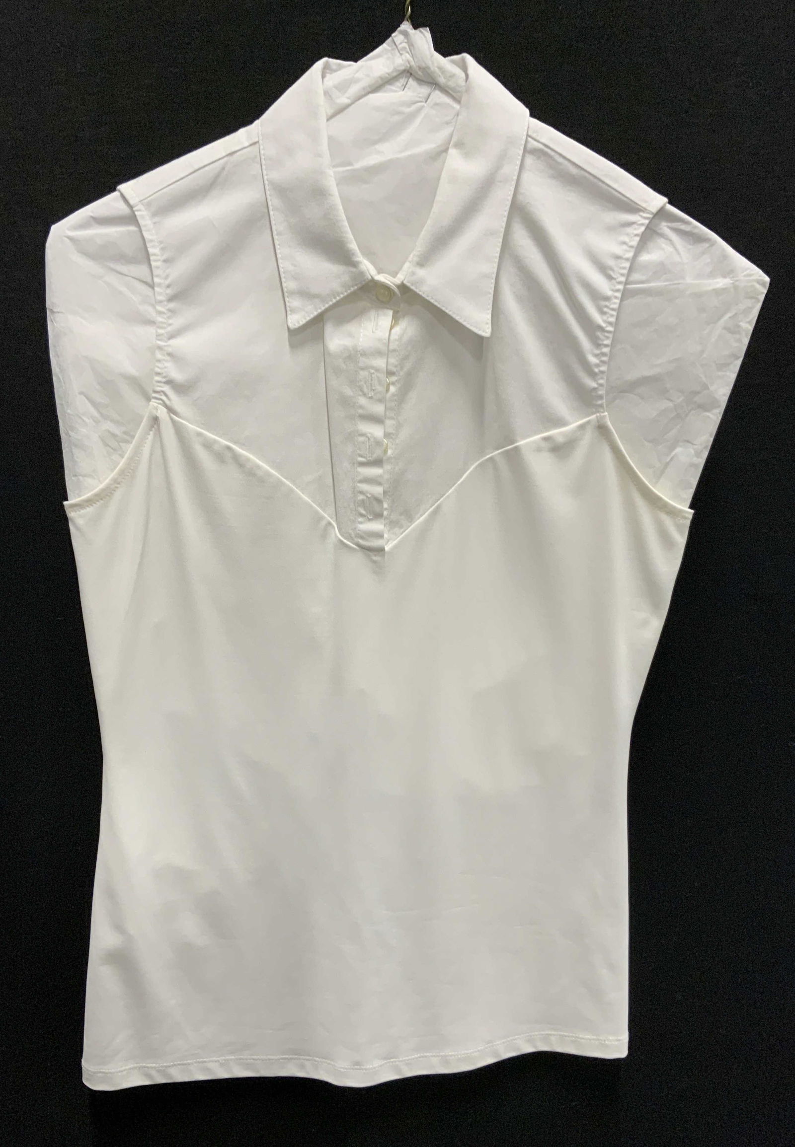 SKINNY SHIRT White Button Up Shirt: Skinny Shirt White Button up collared shirt with stretch material torso. Skinny Shirt is meant to be worn underneath sweaters to give the appearance of button up shirt without a bulky appearance. Sign