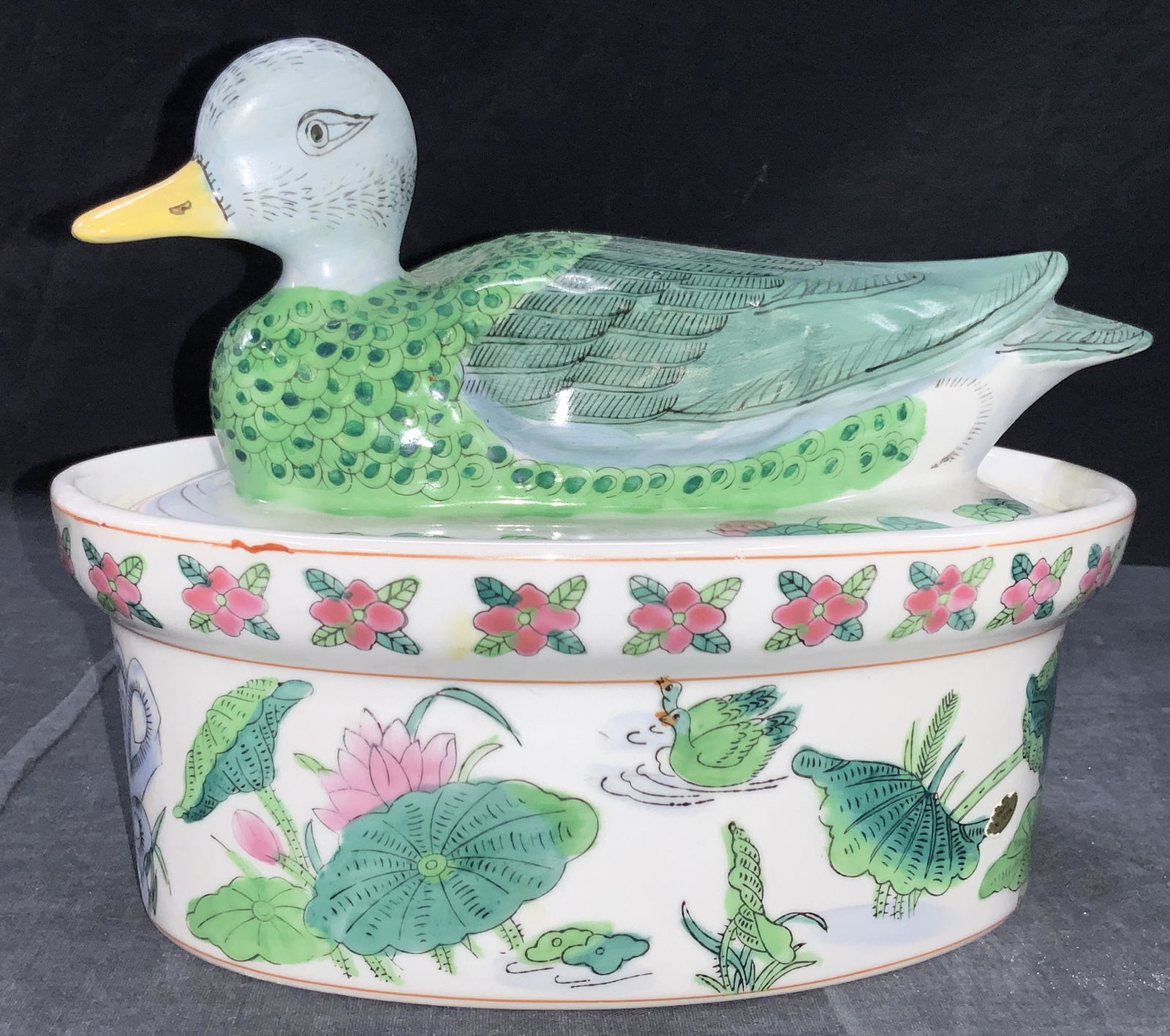Vintage Signed Asian Style Porcelain Duck Vessel (1 of 10)