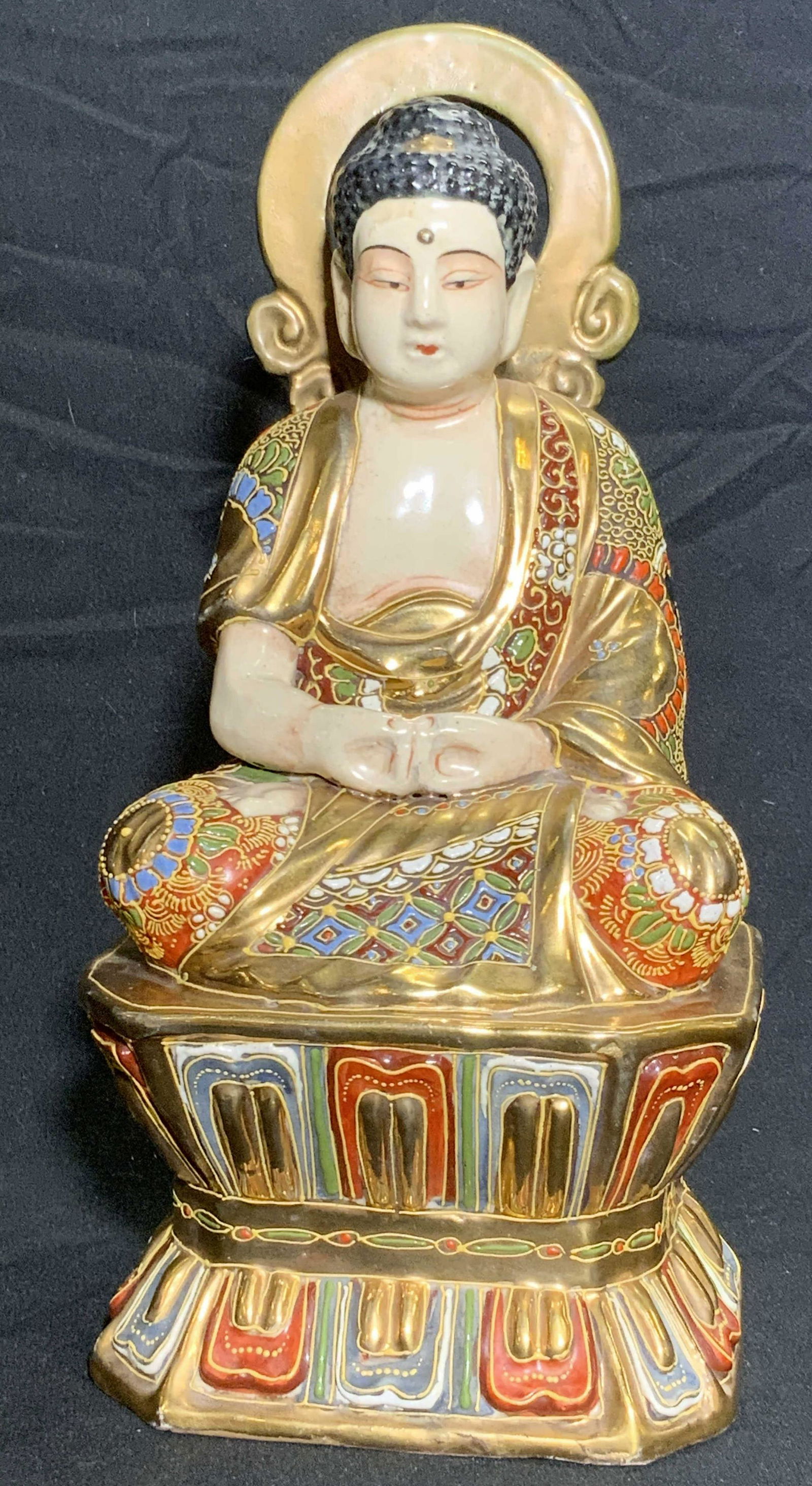 Vintage Hand Paint Satsuma Ceramic Buddha Figural (1 of 17)