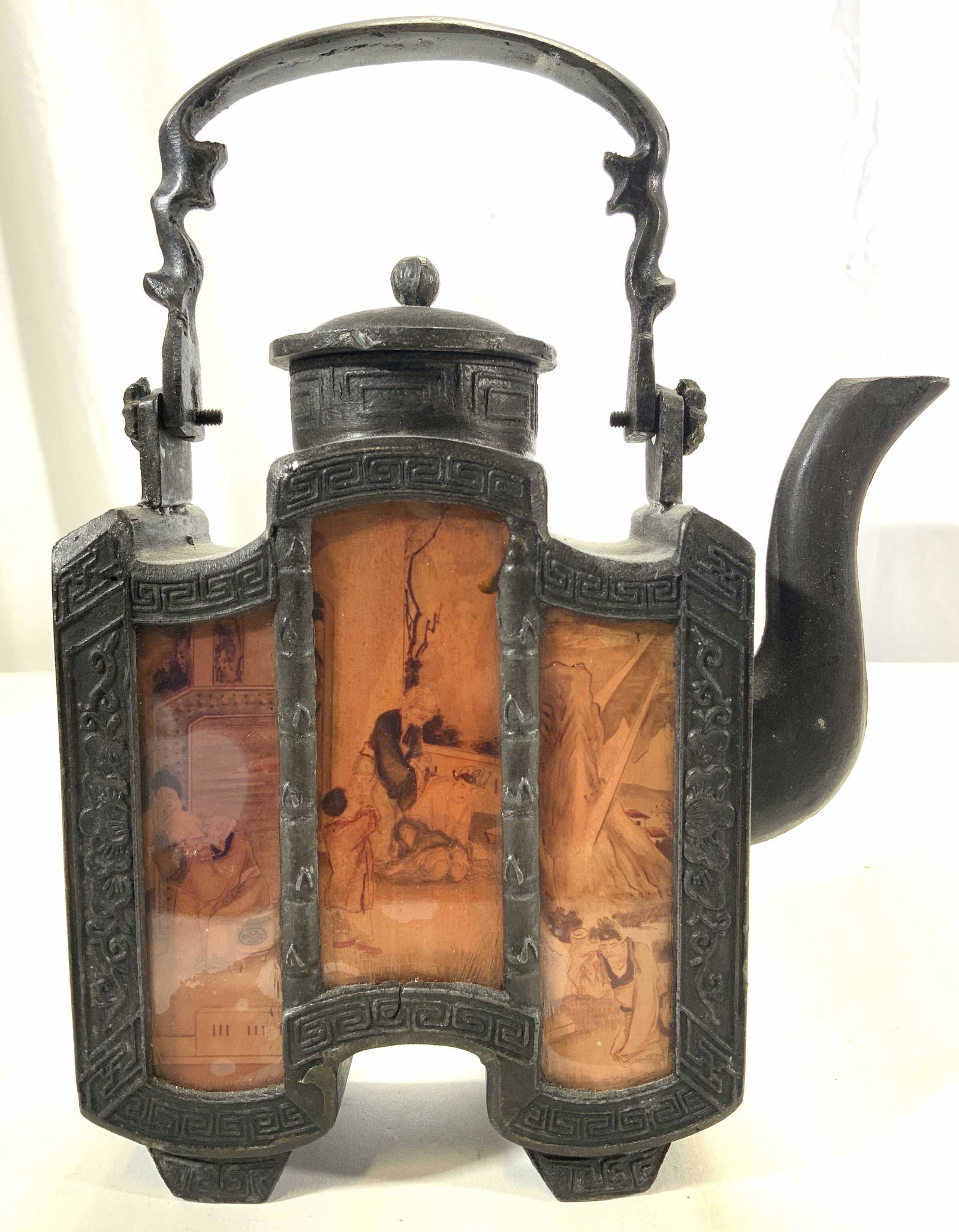 Signed Vintage Asian Hand Tooled Pewter Teapot (1 of 10)