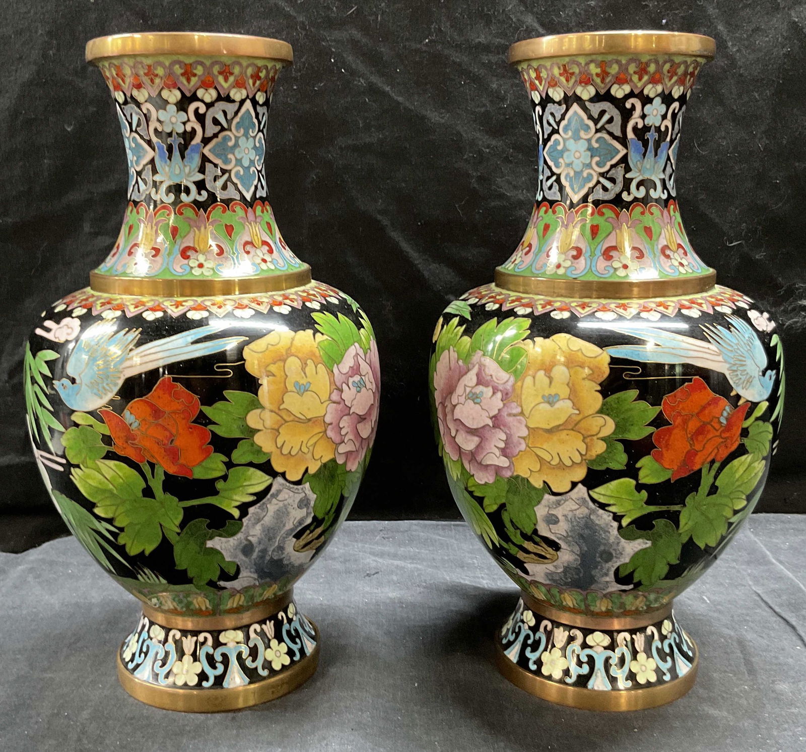 Pair Asian Cloisonne Metal Vases (1 of 9)