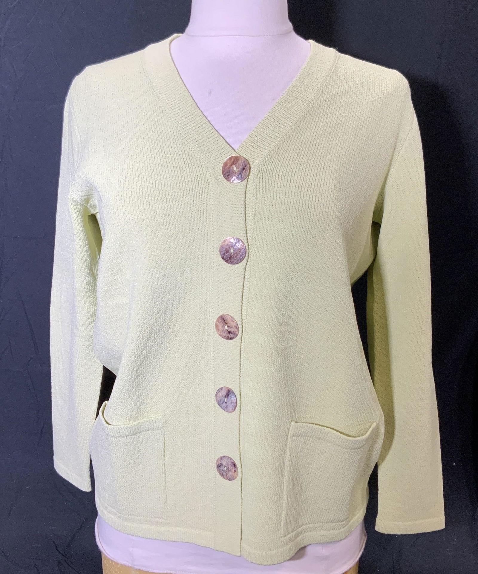SPORTSWORKS STUDIO Lime Green Cardigan Sweater (1 of 6)