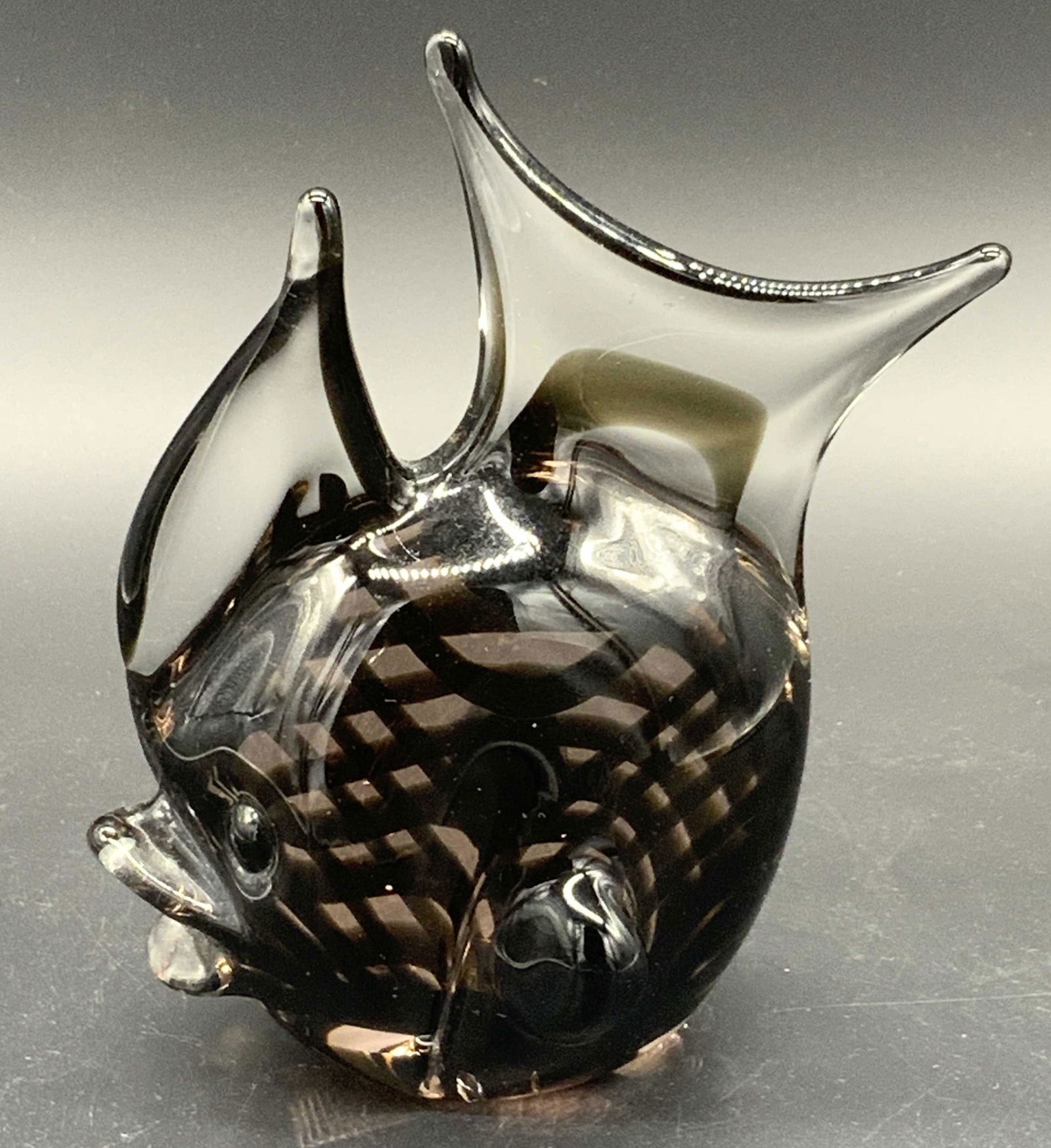 ARTE MURANO Black Art Glass Fish Paperweight (1 of 9)
