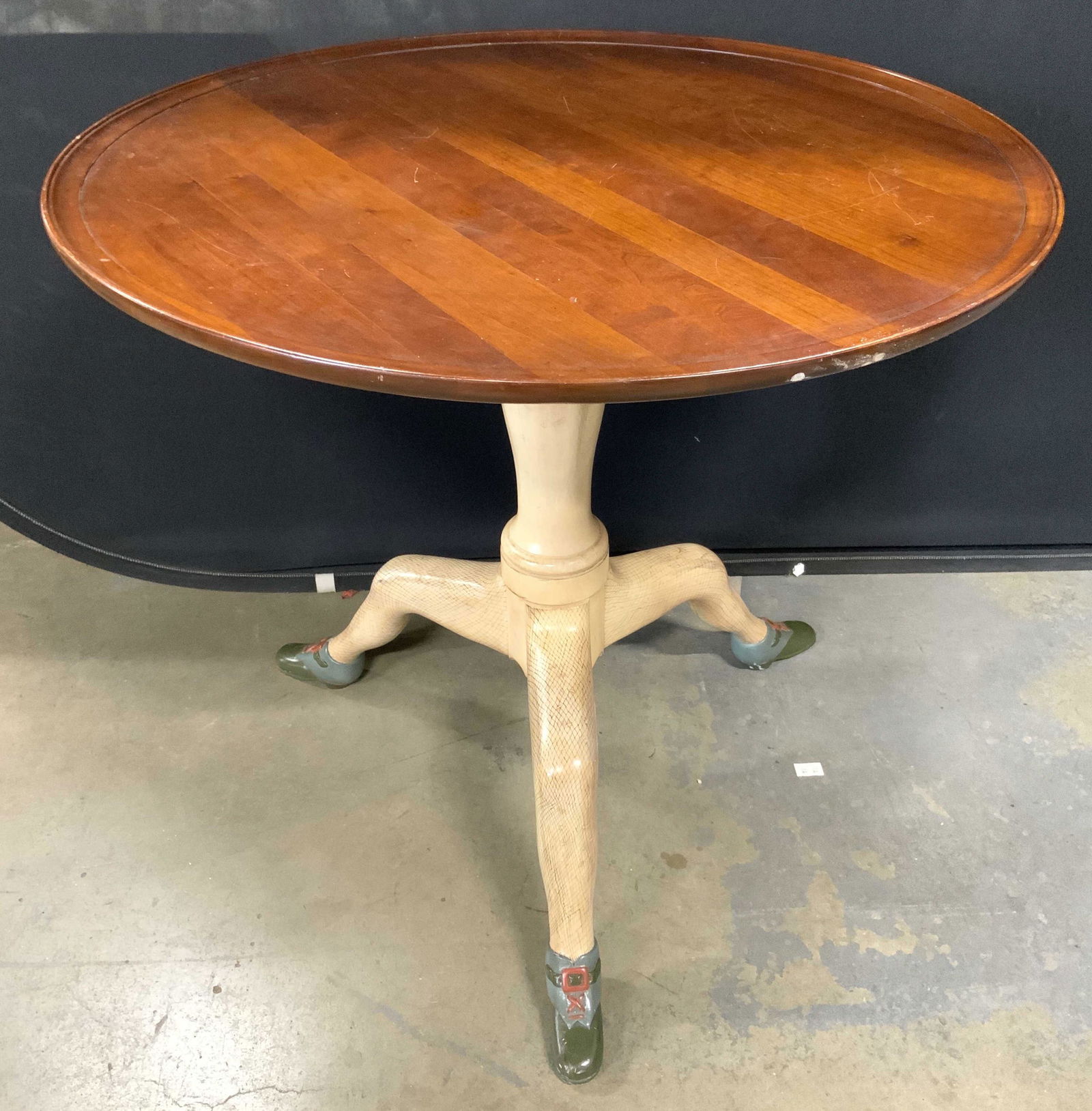 Vntg Circular Tilt Top Table W Shoe Feet (1 of 12)