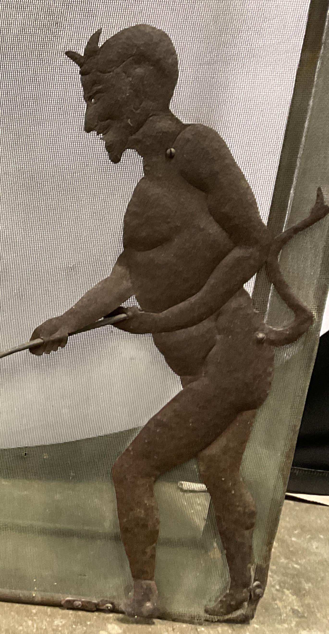 Antique Fire Screen, Devil Shoveling Fire Wood (1 of 11)