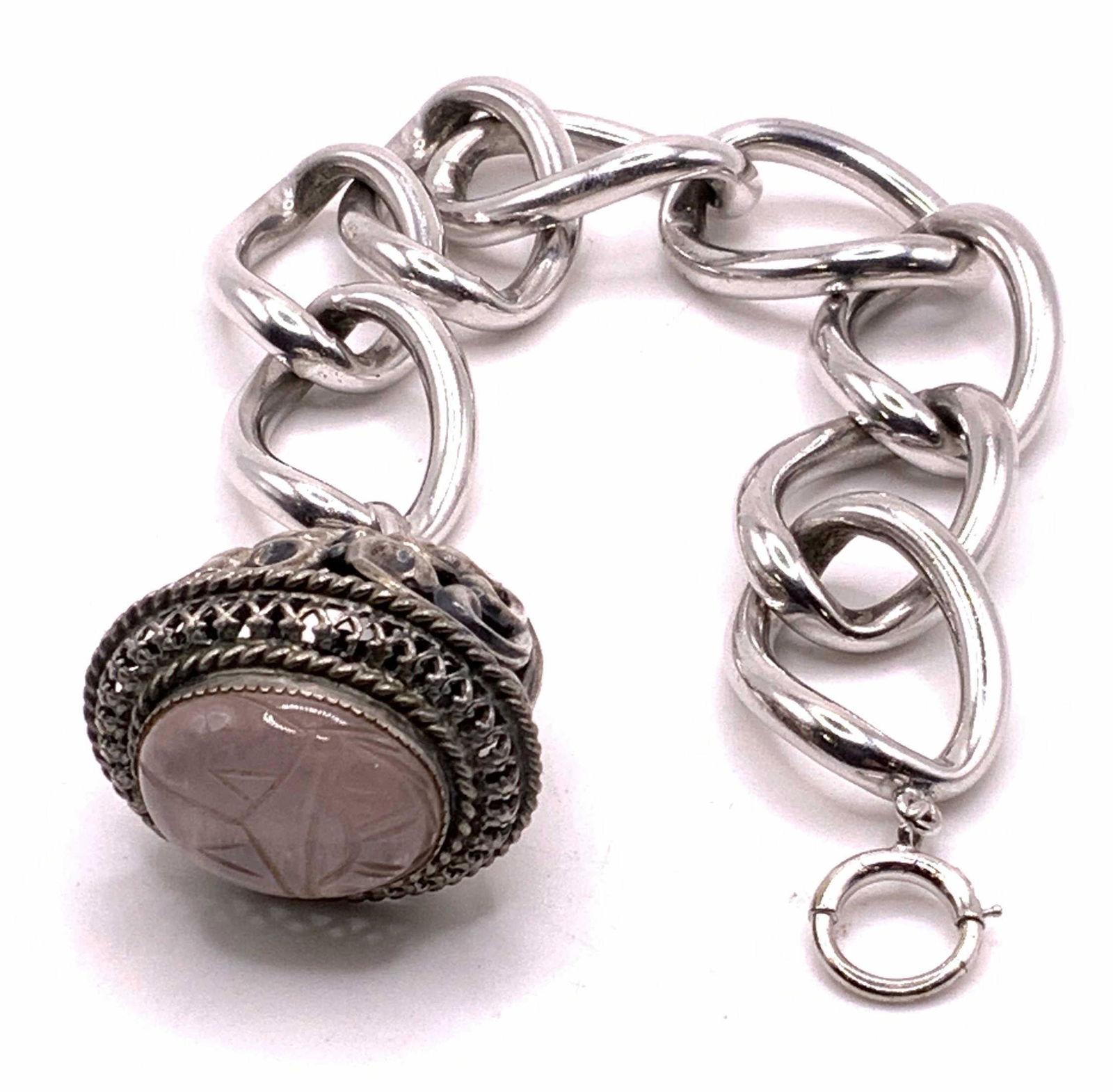 Sterling Silver Large Quartz Pendant Bracelet (1 of 6)