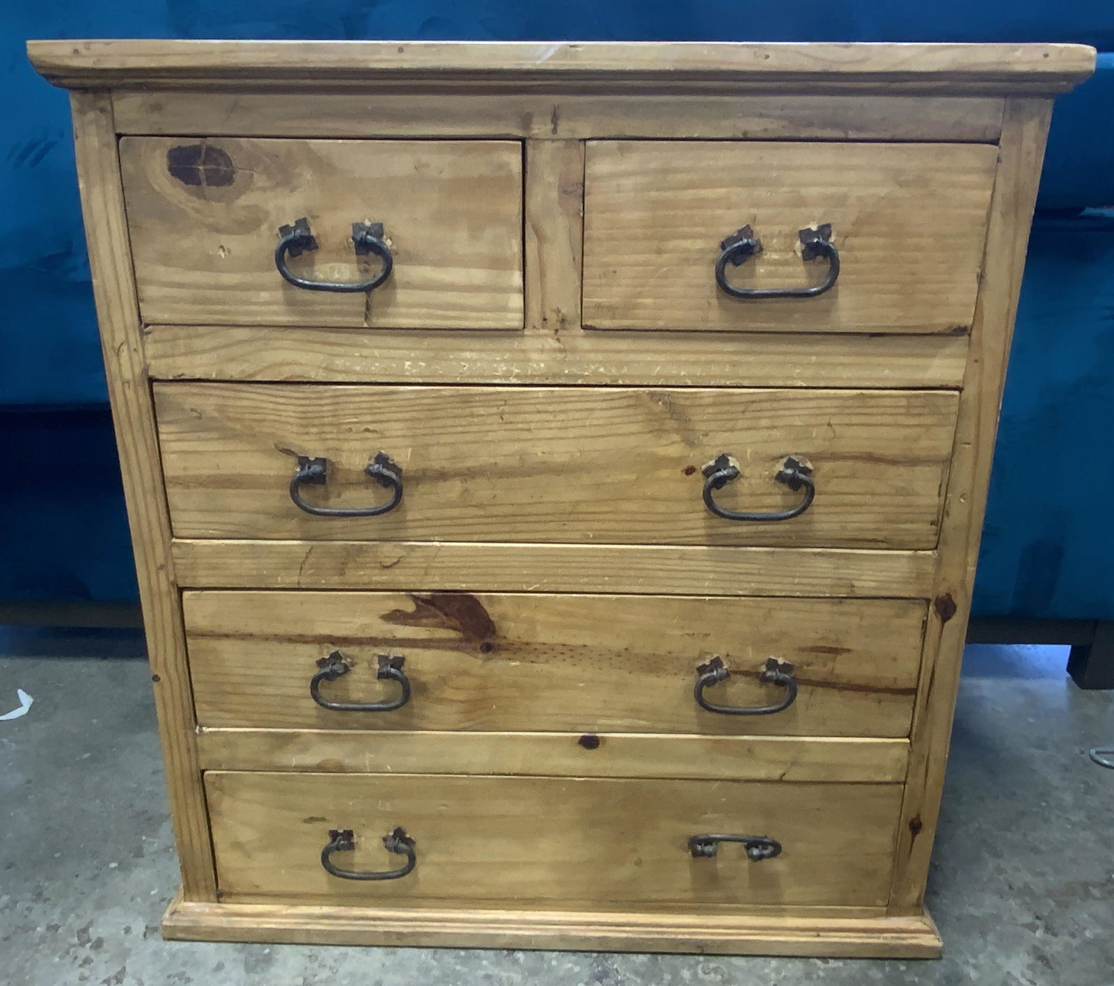 Antique Five Drawer Pine Chest (1 of 14)
