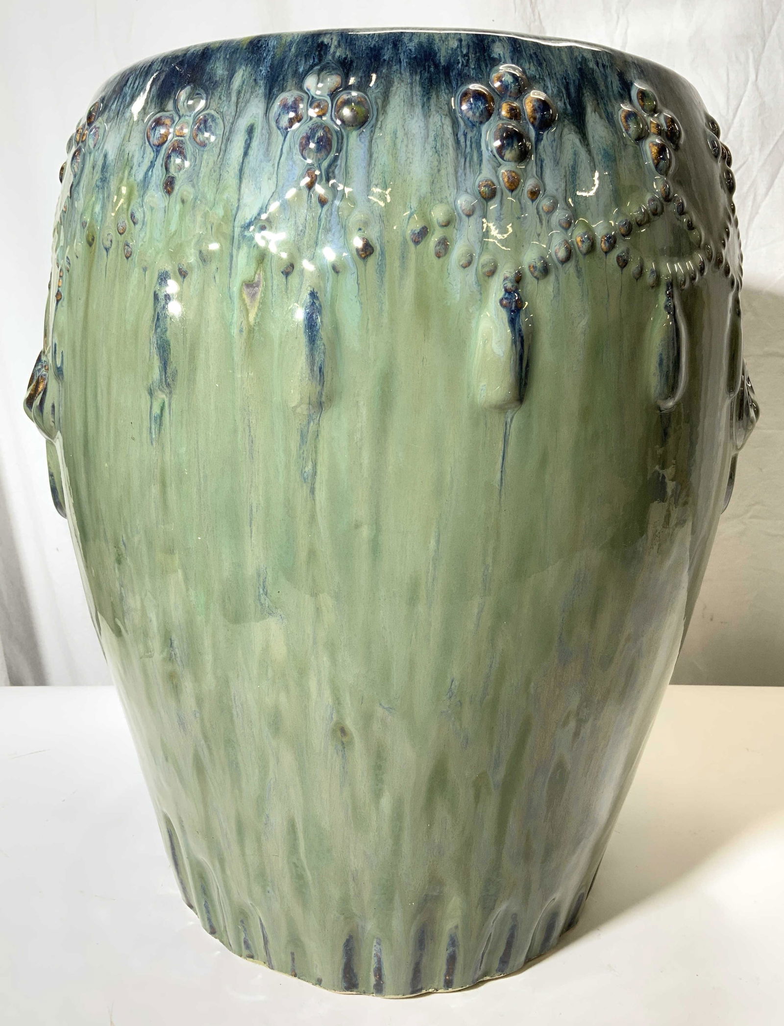 Vintage Ceramic Garden Stool W Pierced Handles (1 of 10)