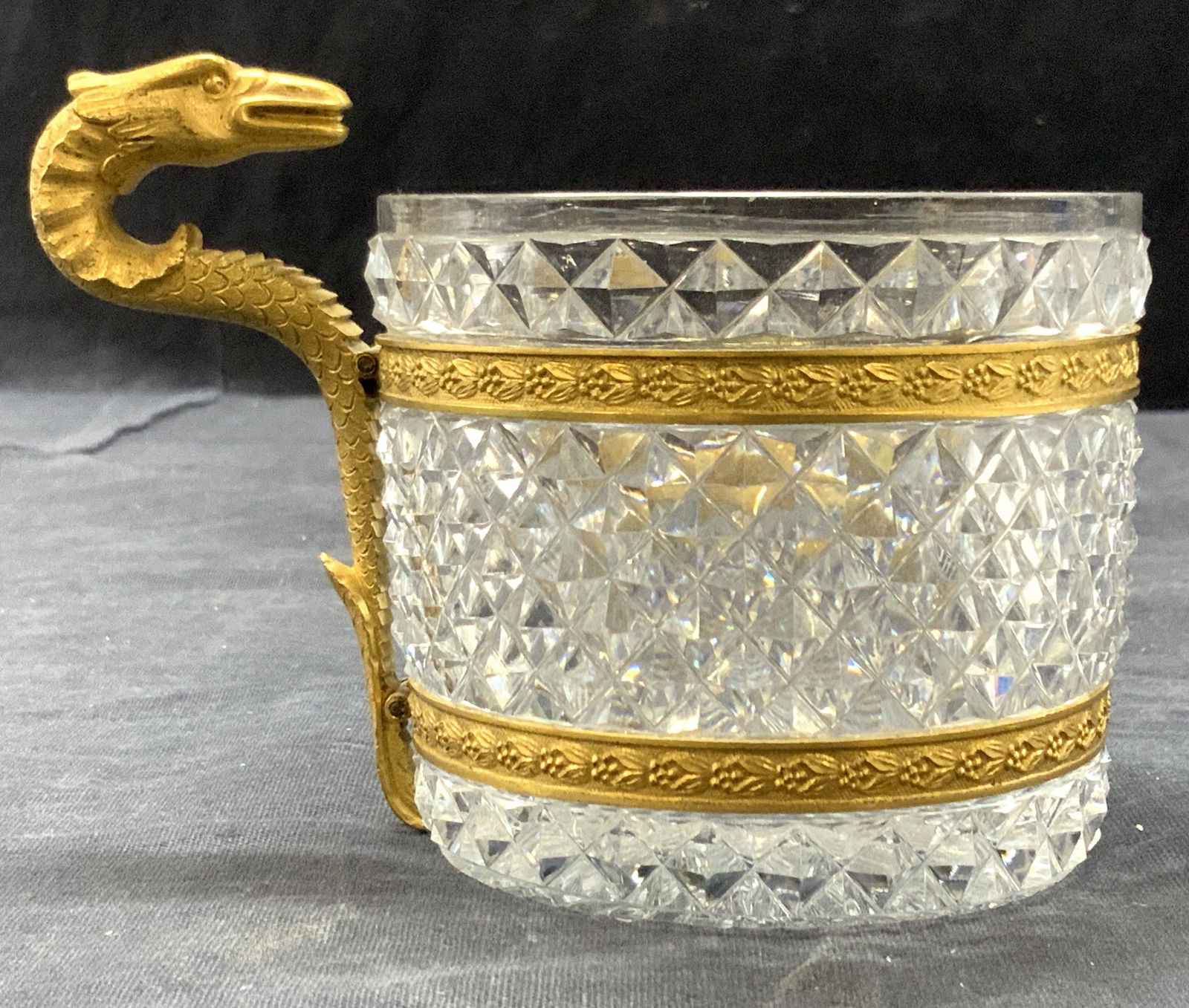 Vintage Cut Crystal Vessel W Gilt Serpent (1 of 7)