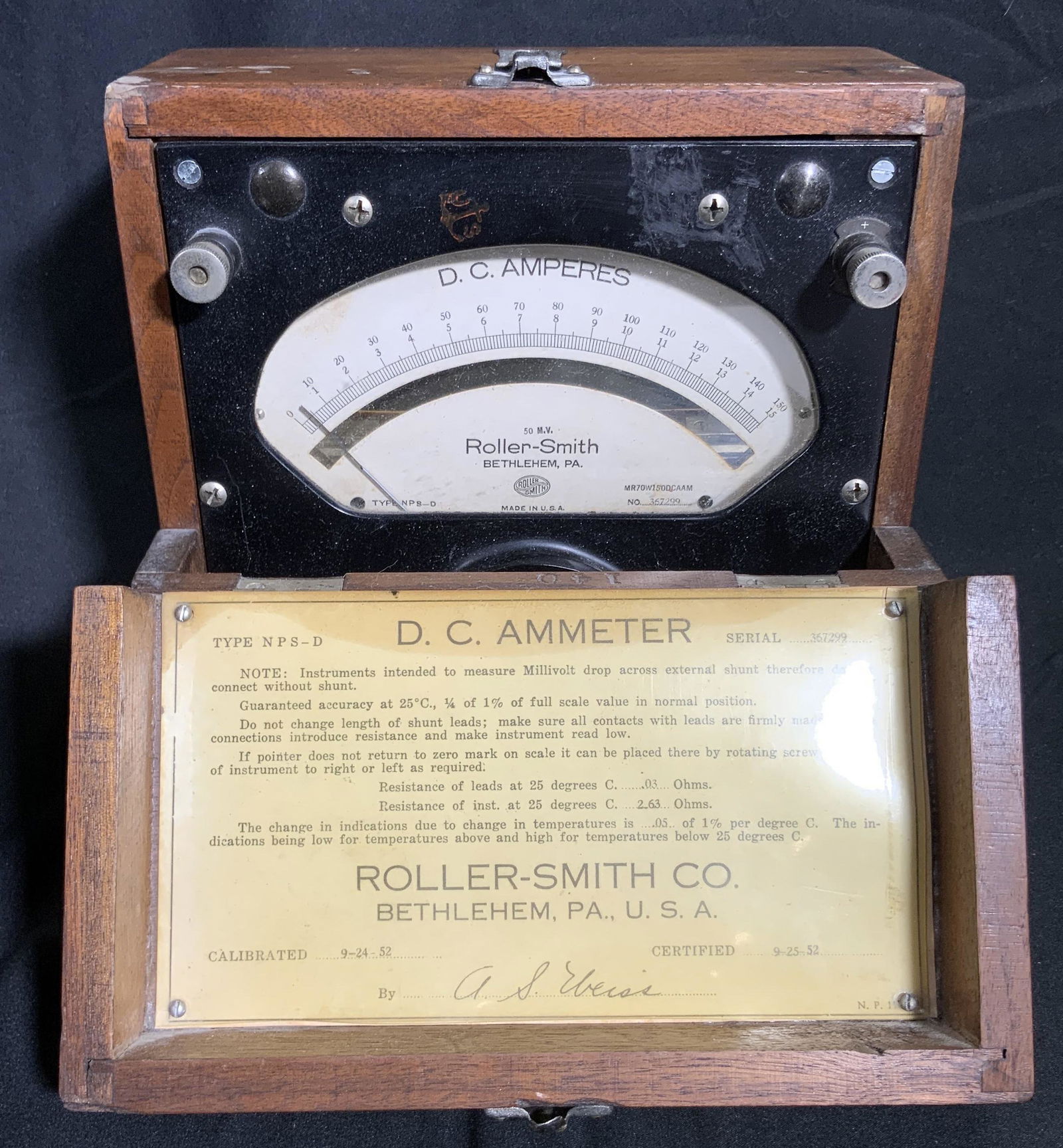 DC AMMETER ROLLER-SMITH CO. USA Instrument (1 of 13)