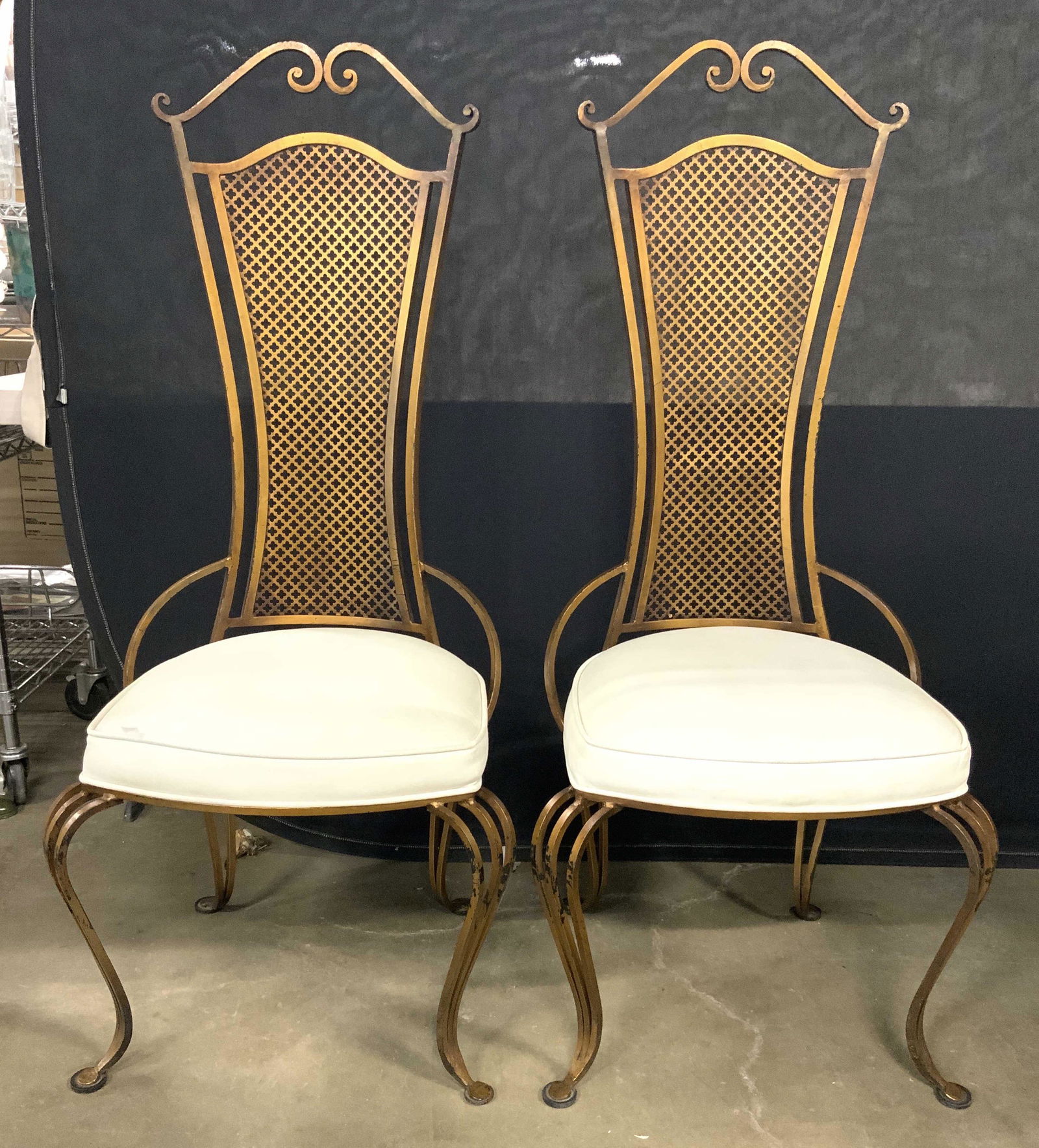 Pair High Back Metal Art Nouveau Chairs (1 of 11)