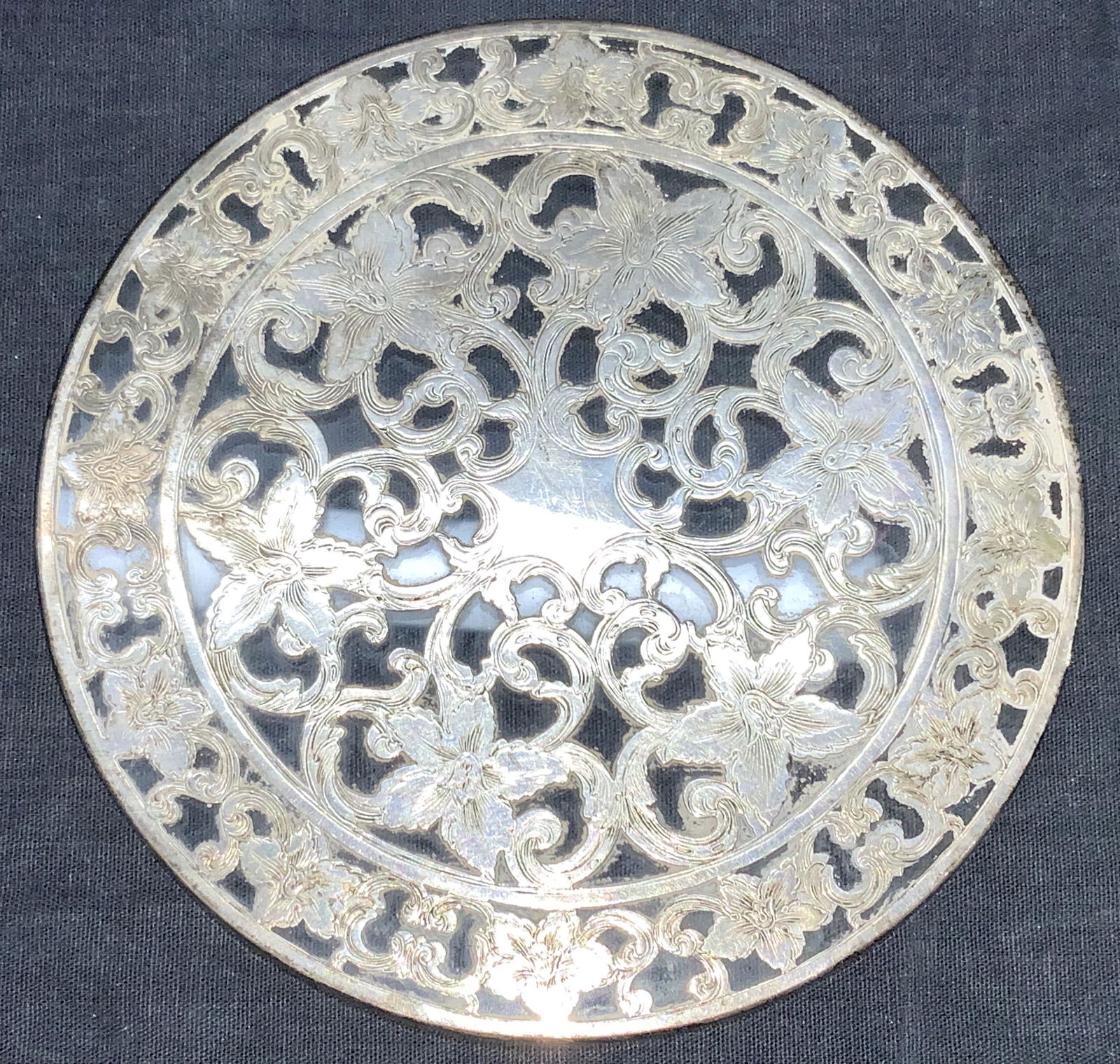 WEBSTER Sterling Vintage Etched Trivet (1 of 7)