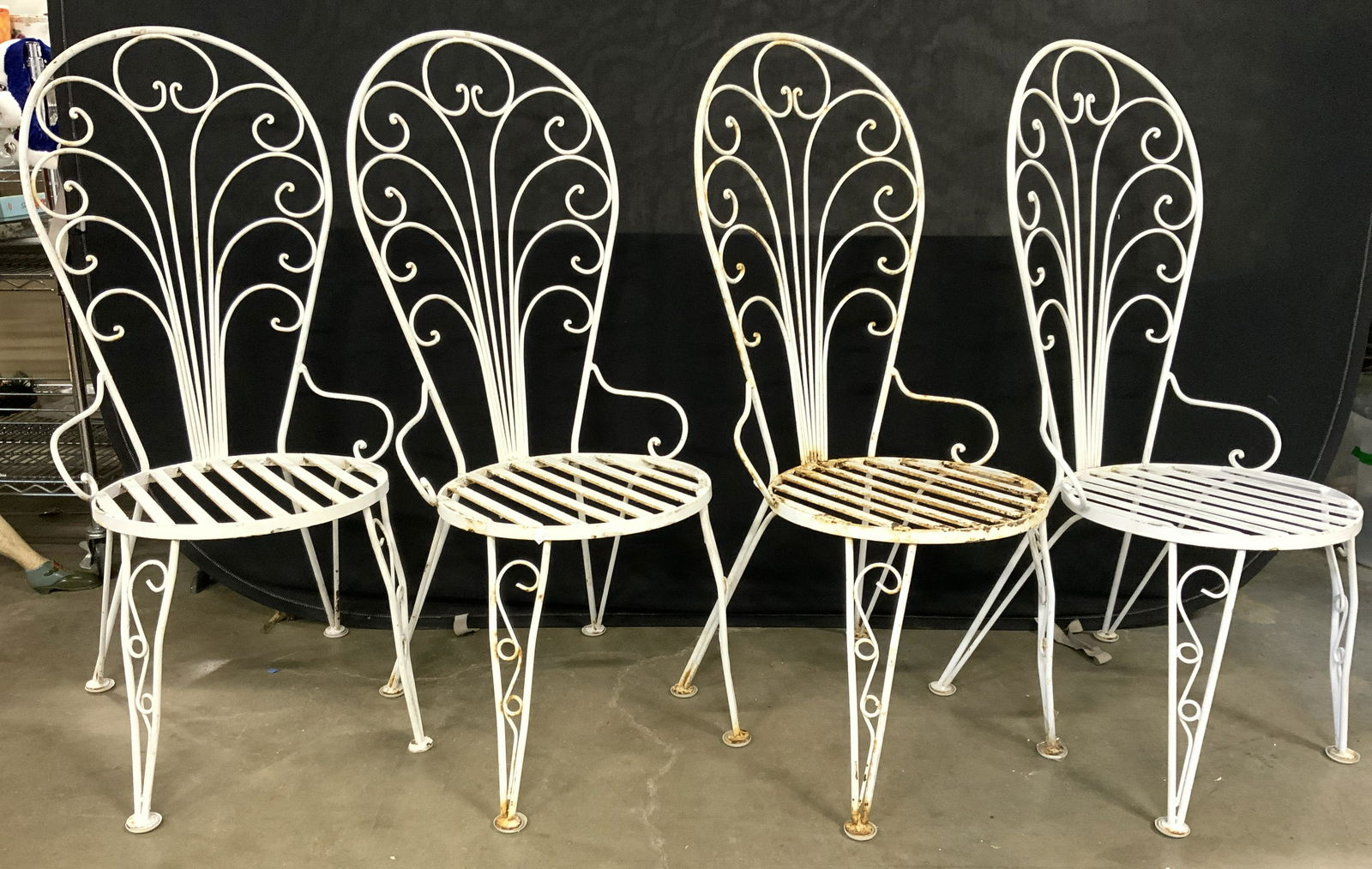 Set 4 White Iron Outdoor Chairs (1 of 10)