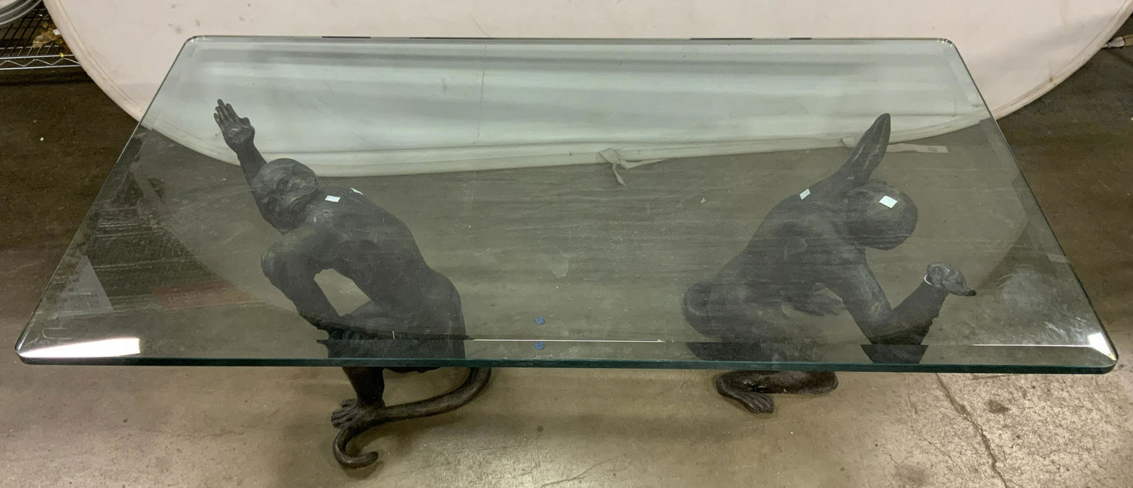 Double Bronze Monkey Base Coffee Table Glass Top (1 of 18)