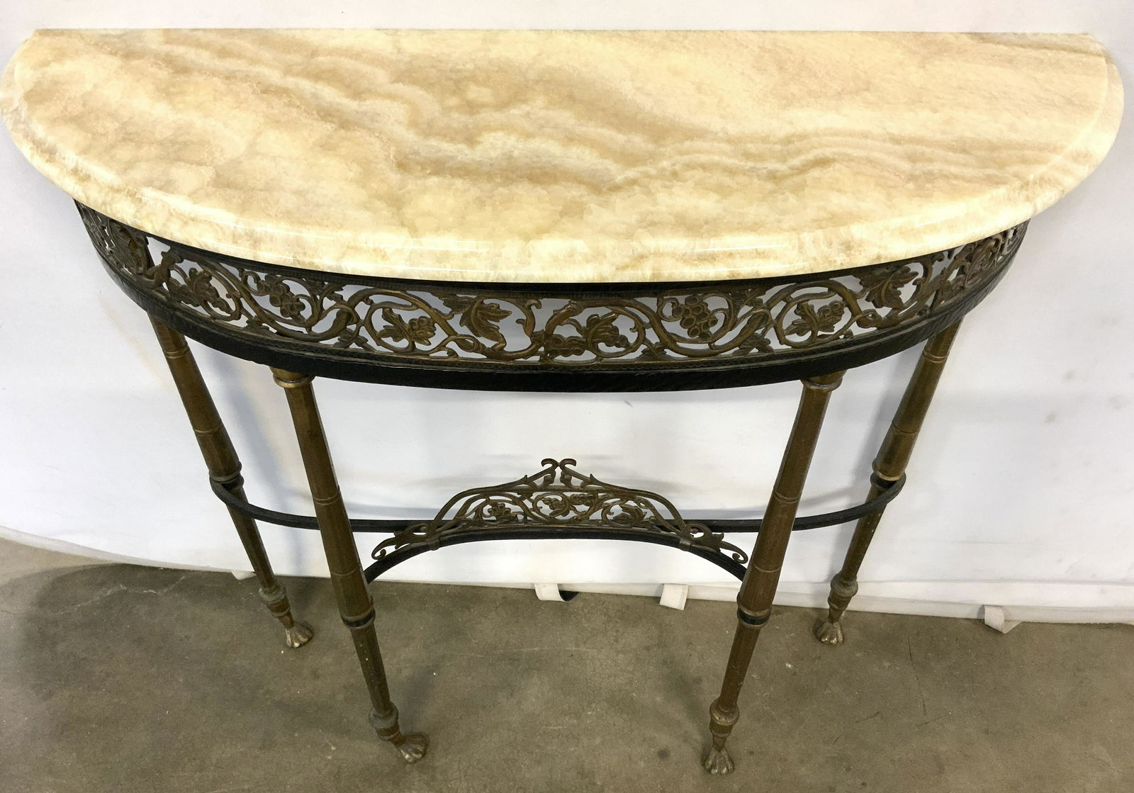 Vintage Iron Demilune W Marble Top (1 of 9)