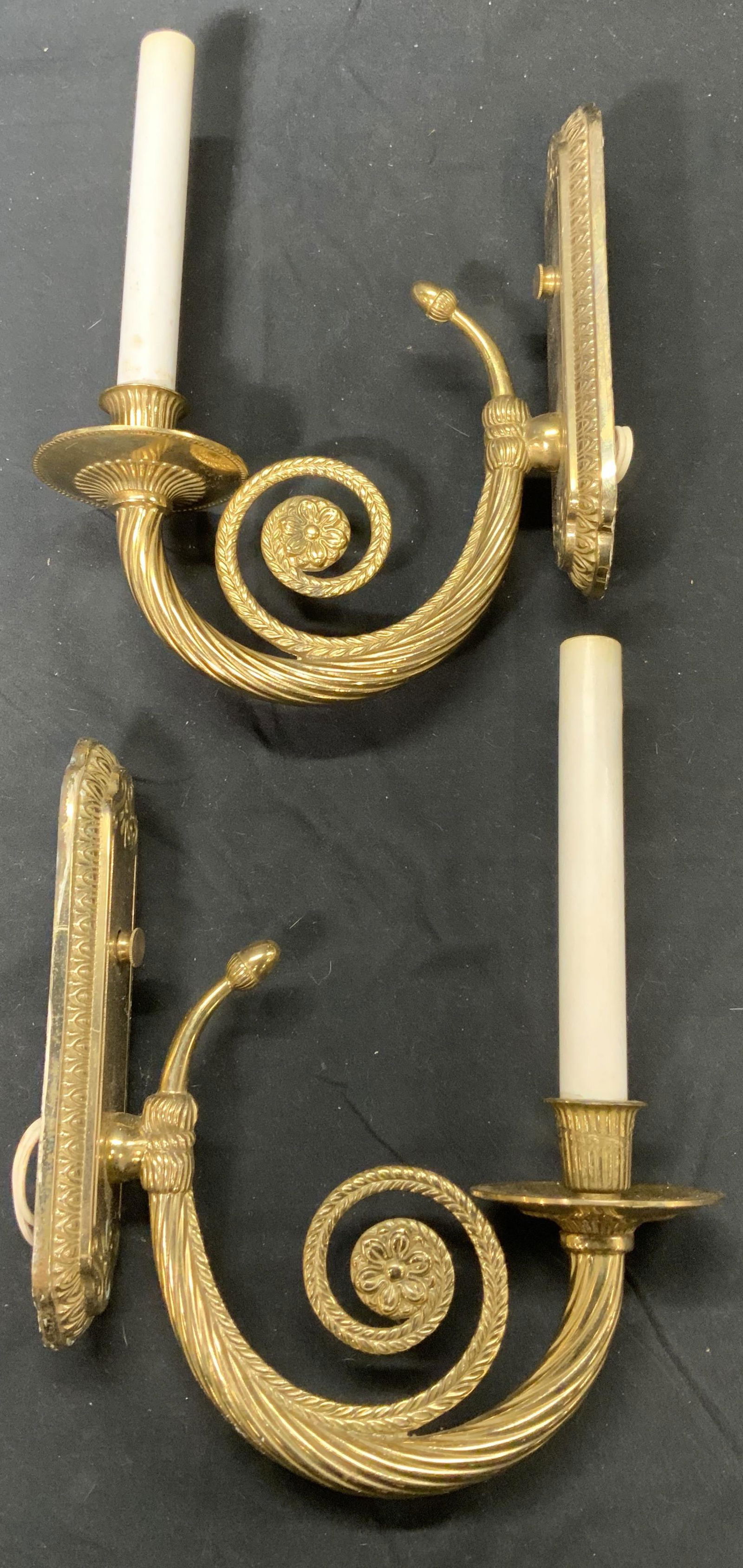 Pair Vintage Ornate Brass Candelabra Sconces (1 of 7)