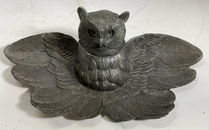 Vintage Metal Owl Vessel